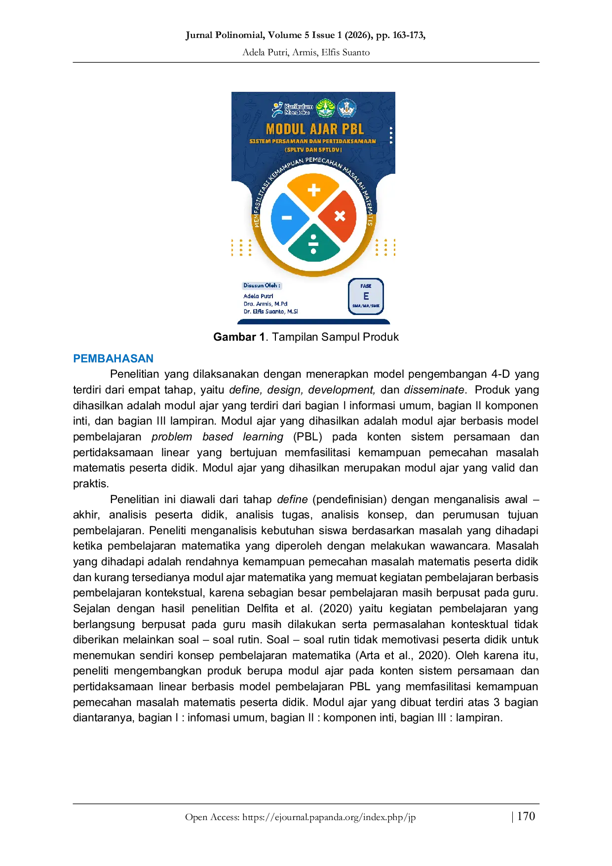 JURIS Modul Ajar Berbasis Problem Based Learning Konten Sistem Persamaan dan Pertidaksamaan Linear untuk Memfasilitasi Kemampuan Pemecahan Masalah Matematis Peserta Didik