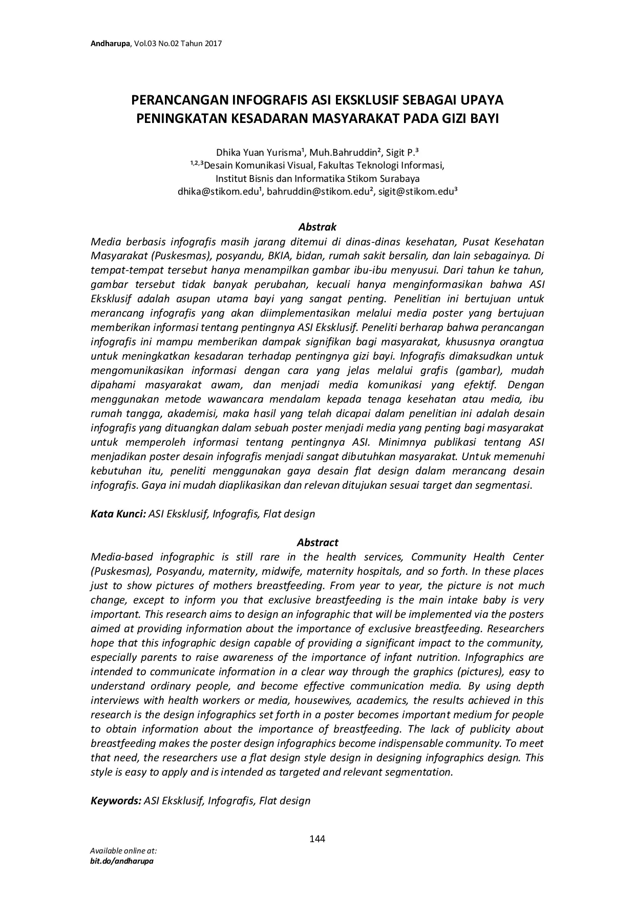 JURIS Perancangan Infografis Asi Eksklusif sebagai Upaya Peningkatan Kesadaran Masyarakat pada Gizi Bayi