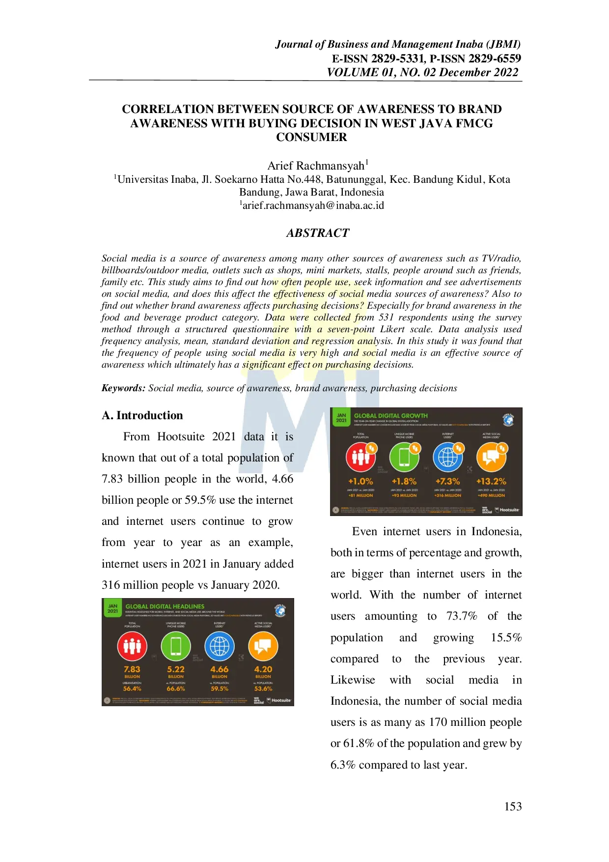 JURIS Correlation Between Source of Awareness to Brand Awareness With Buying Decision in West Java FMCG Consumer