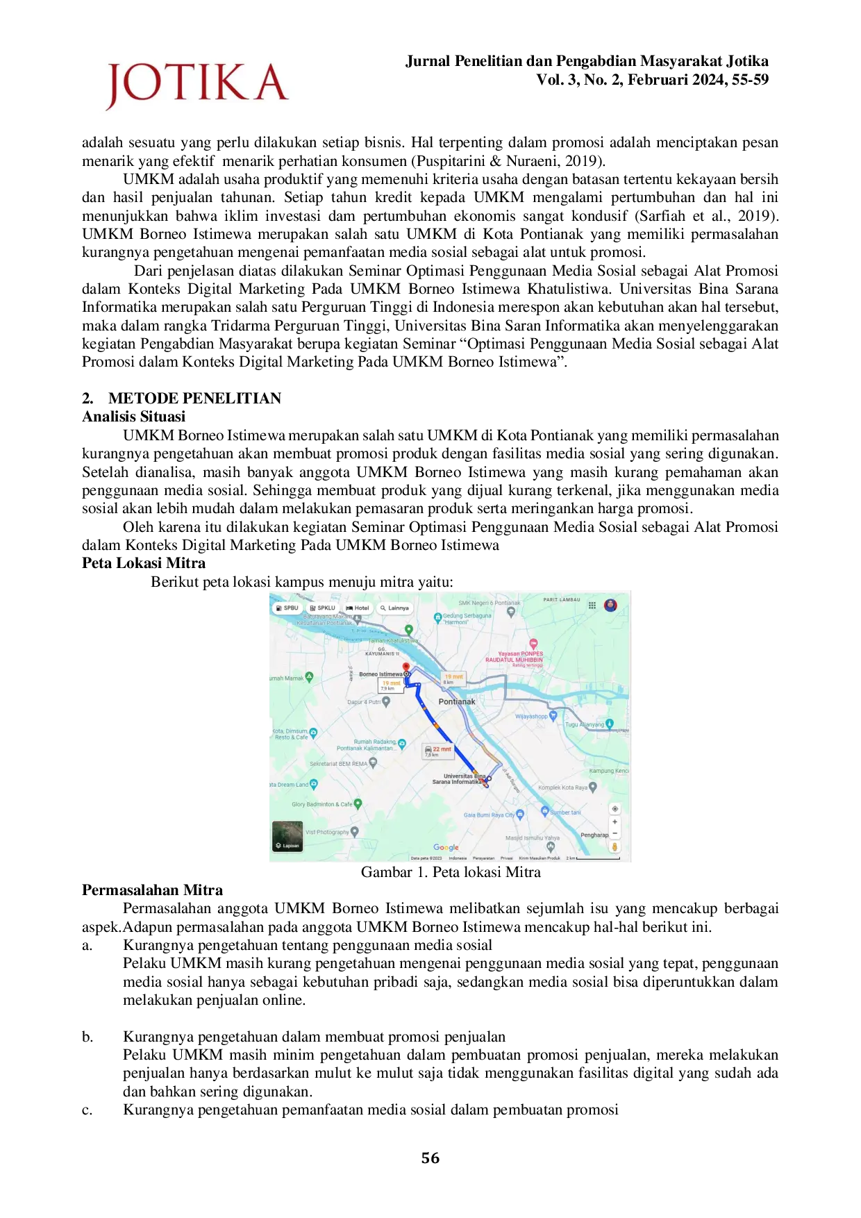 JURIS Optimasi Penggunaan Media Sosial Sebagai Alat Promosi Dalam Konteks Digital Marketing Pada UMKM Borneo Istimewa