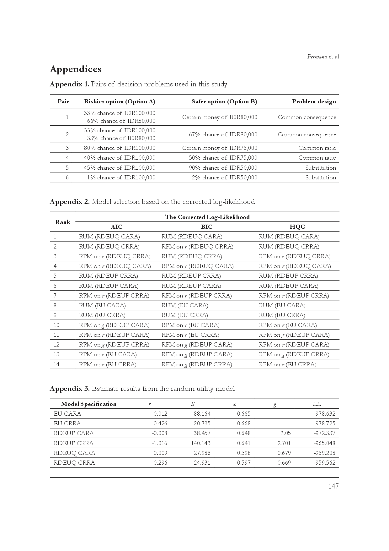 juris Investigation of the Stochastic Choice under Risk using Experimental Data