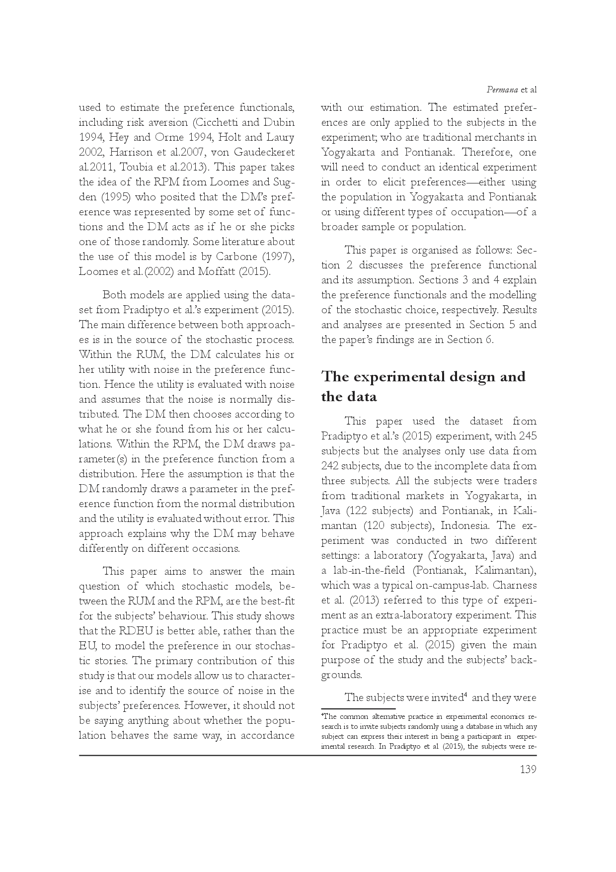 juris Investigation of the Stochastic Choice under Risk using Experimental Data