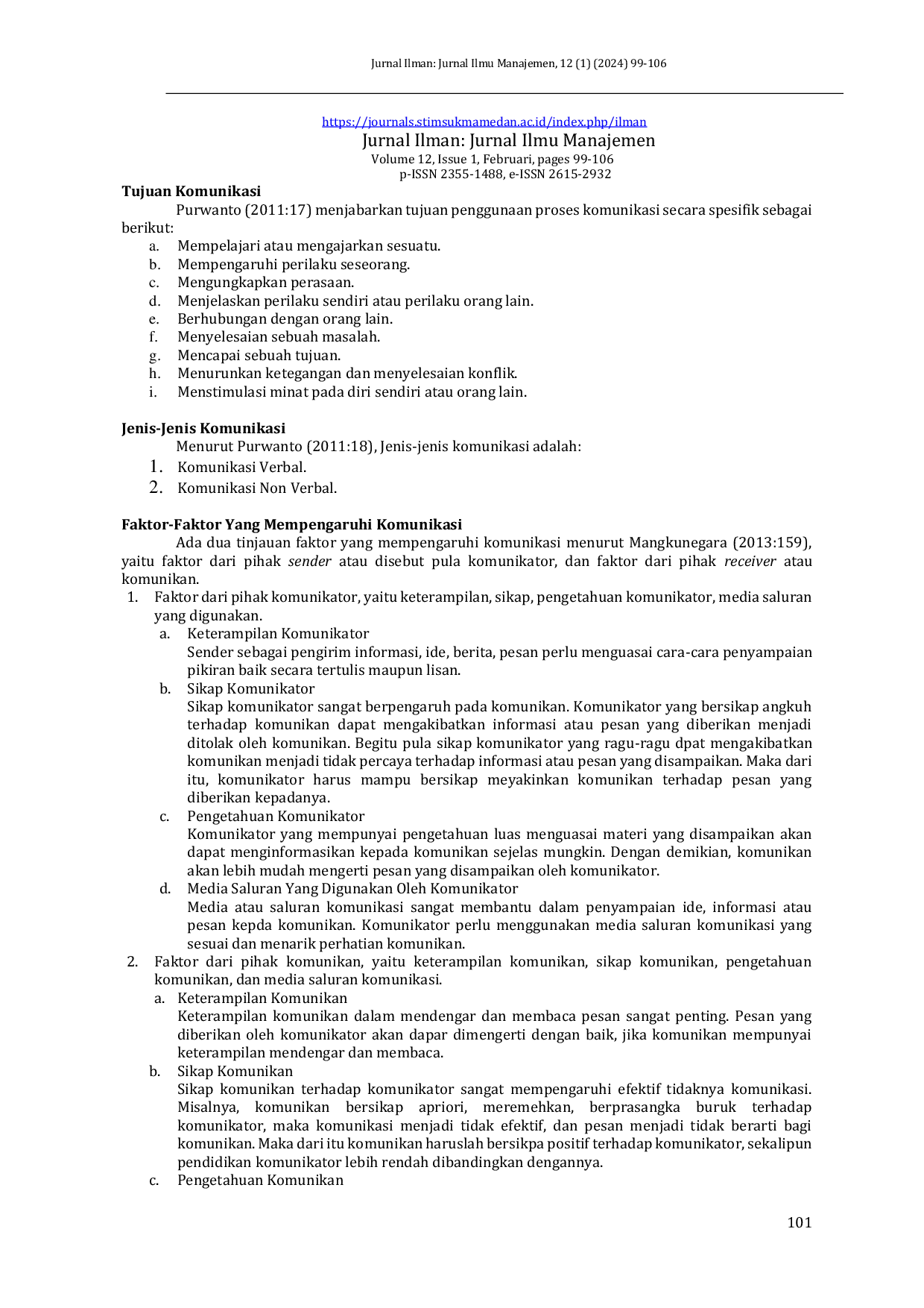 JURIS Pengaruh Komunikasi Dan Komitmen Terhadap Kinerja Karyawan Di PT Elleair International Trading Indonesia Cabang Medan