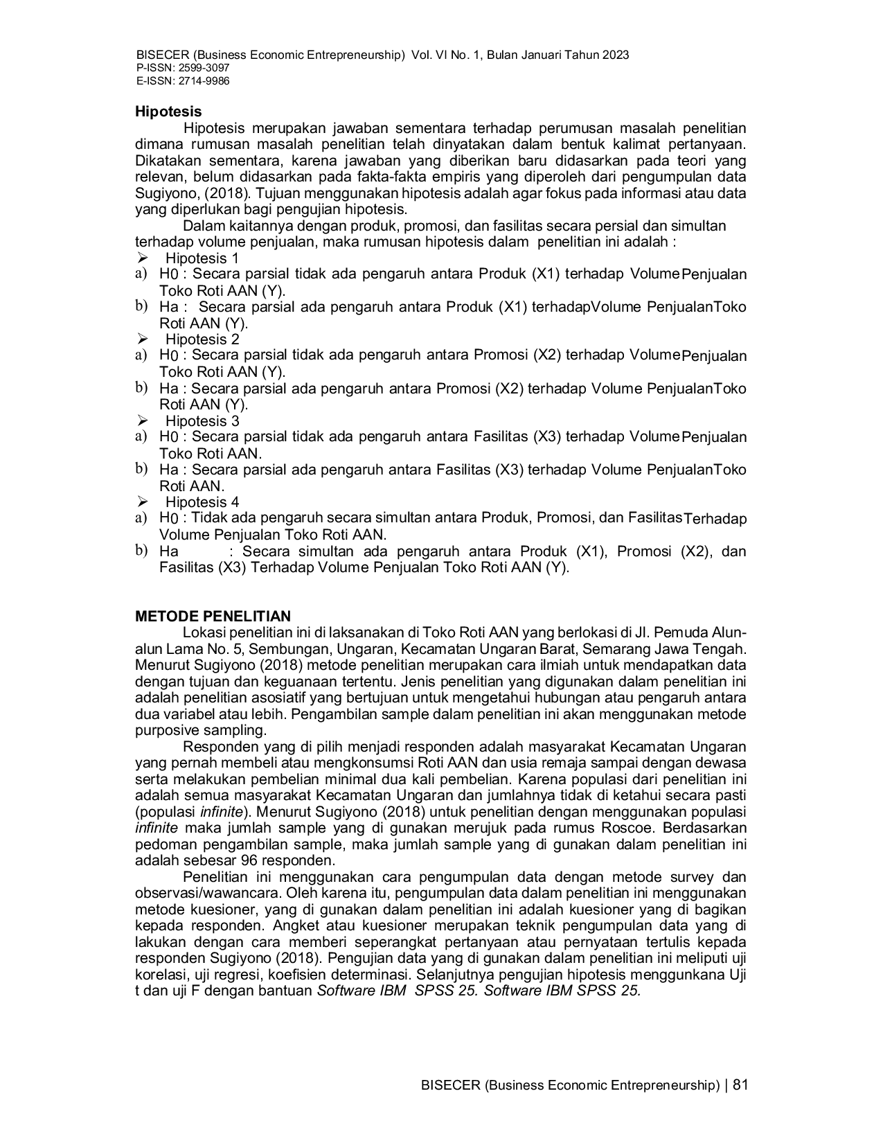 JURIS Analisis Pengaruh Produk Promosi dan Fasilitas Terhadap Volume Penjualan