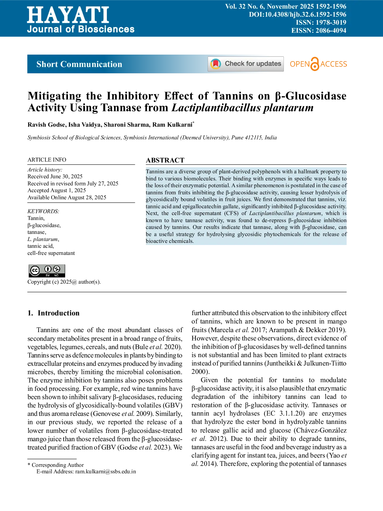 JURIS Mitigating the Inhibitory Effect of Tannins on Glucosidase Activity Using Tannase from Lactiplantibacillus plantarum