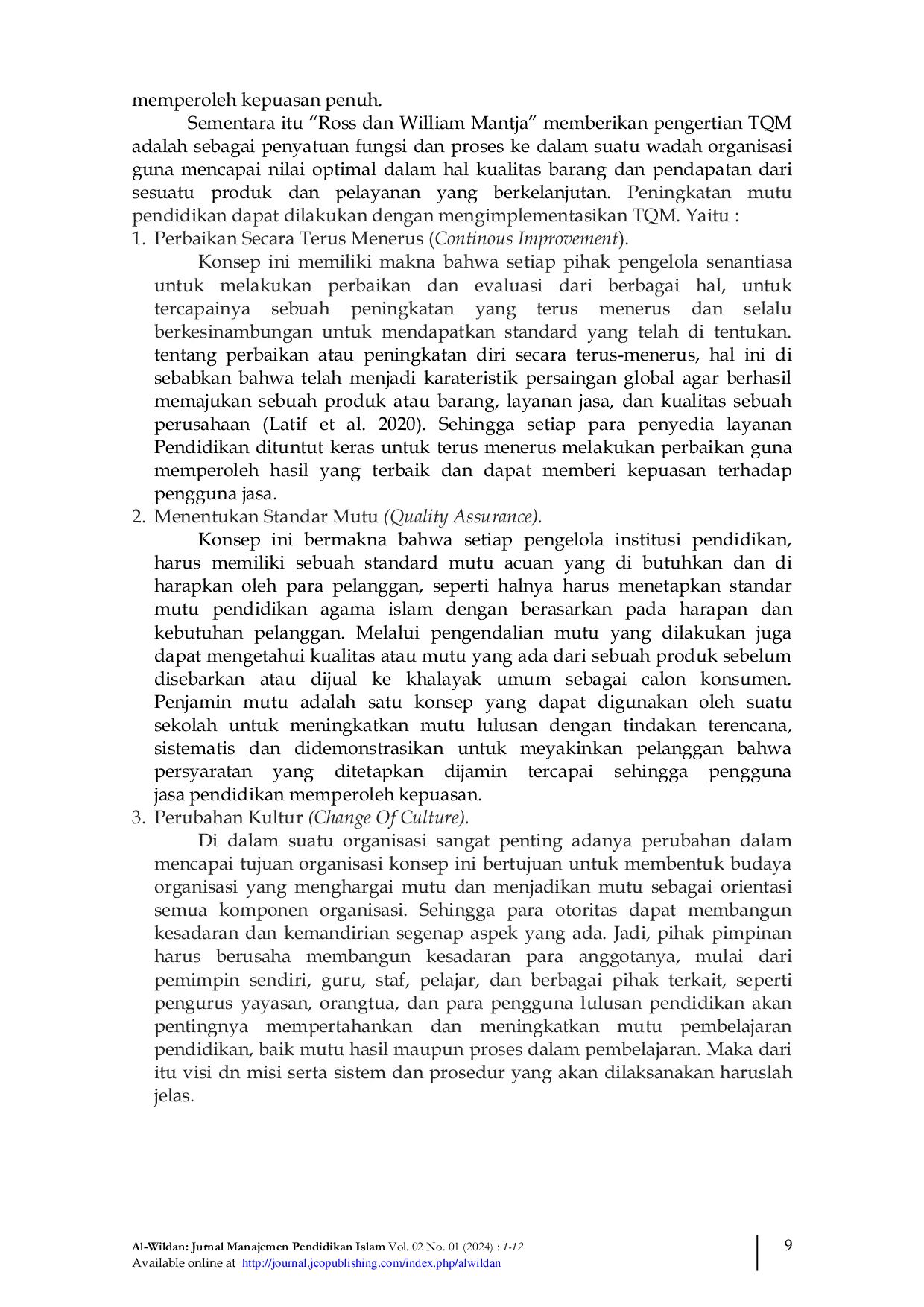 JURIS Konsep Total Quality Management TQM Dan Implementasi Konteks Pendidikan