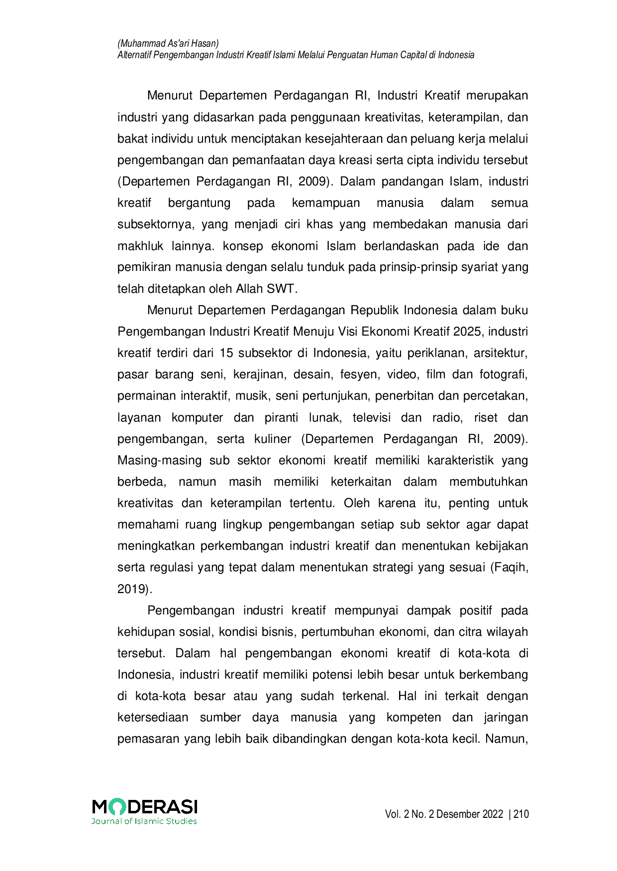 JURIS Alternatif Pengembangan Industri Kreatif Islami Melalui Penguatan Human Capital di Indonesia