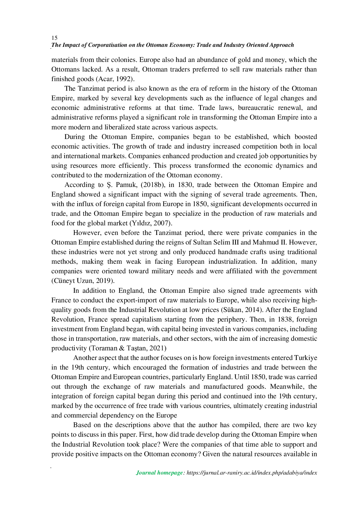 JURIS Dampak Korporatisasi pada Ekonomi Kekaisaran Ottoman Pendekatan Berorientasi Perdagangan dan Industri