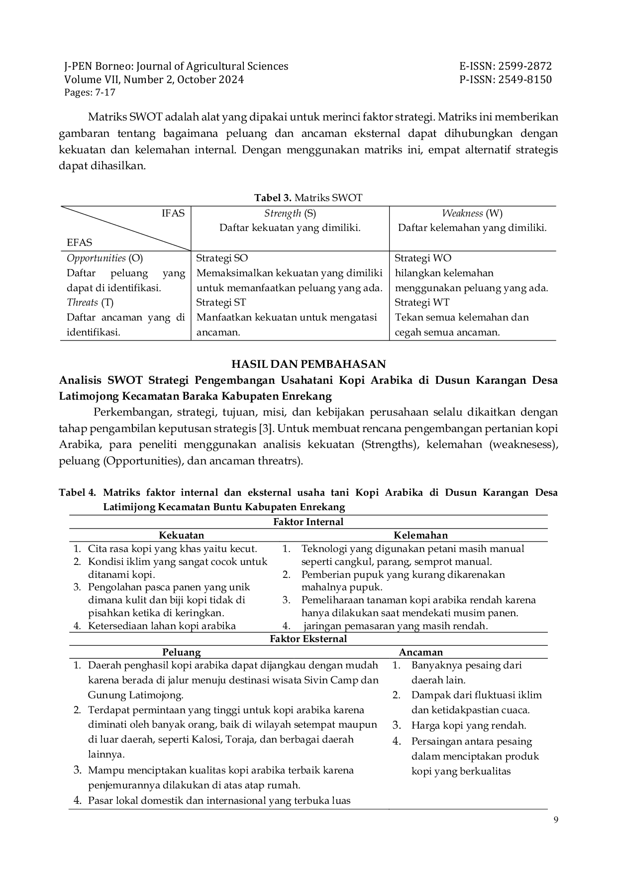 JURIS Analisis Strategi Pengembangan Usahatani Agribisnis Kopi Studi Kasus Kopi Arabika Enrekang