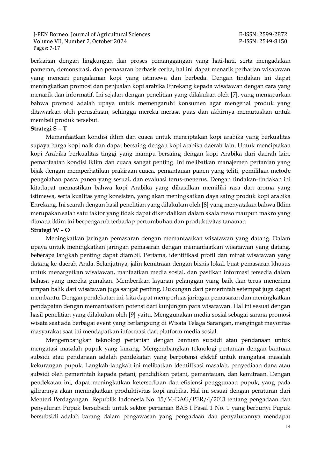 JURIS Analisis Strategi Pengembangan Usahatani Agribisnis Kopi Studi Kasus Kopi Arabika Enrekang