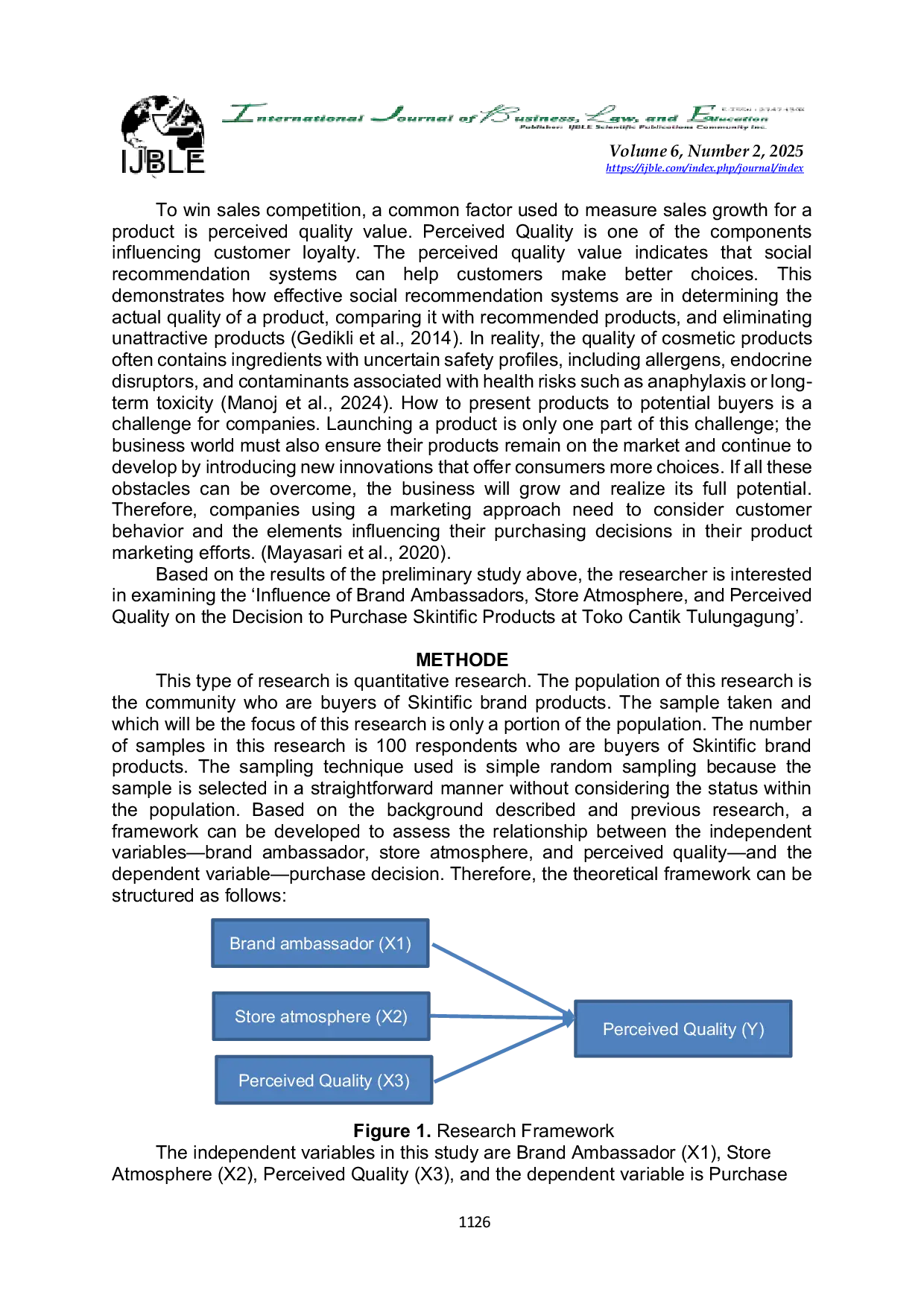 JURIS The Influence of Brand Ambassador Store Atmosphere and Perceived Quality on the Purchase Decision of Skintific Products at Cantik Tulungagung Store
