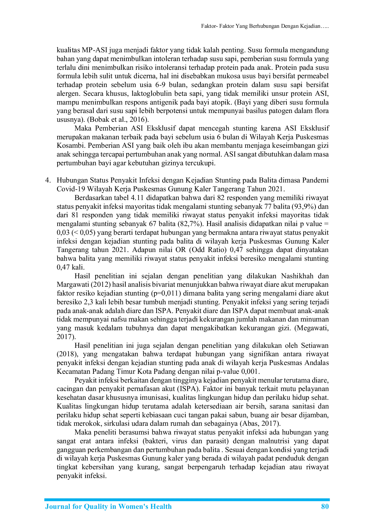 JURIS Faktor Faktor Yang Berhubungan Dengan Kejadian Stunting Pada Balita Dimasa Pandemi Covid 19 Wilayah Kerja Puskesmas Gunung Kaler Tangerang