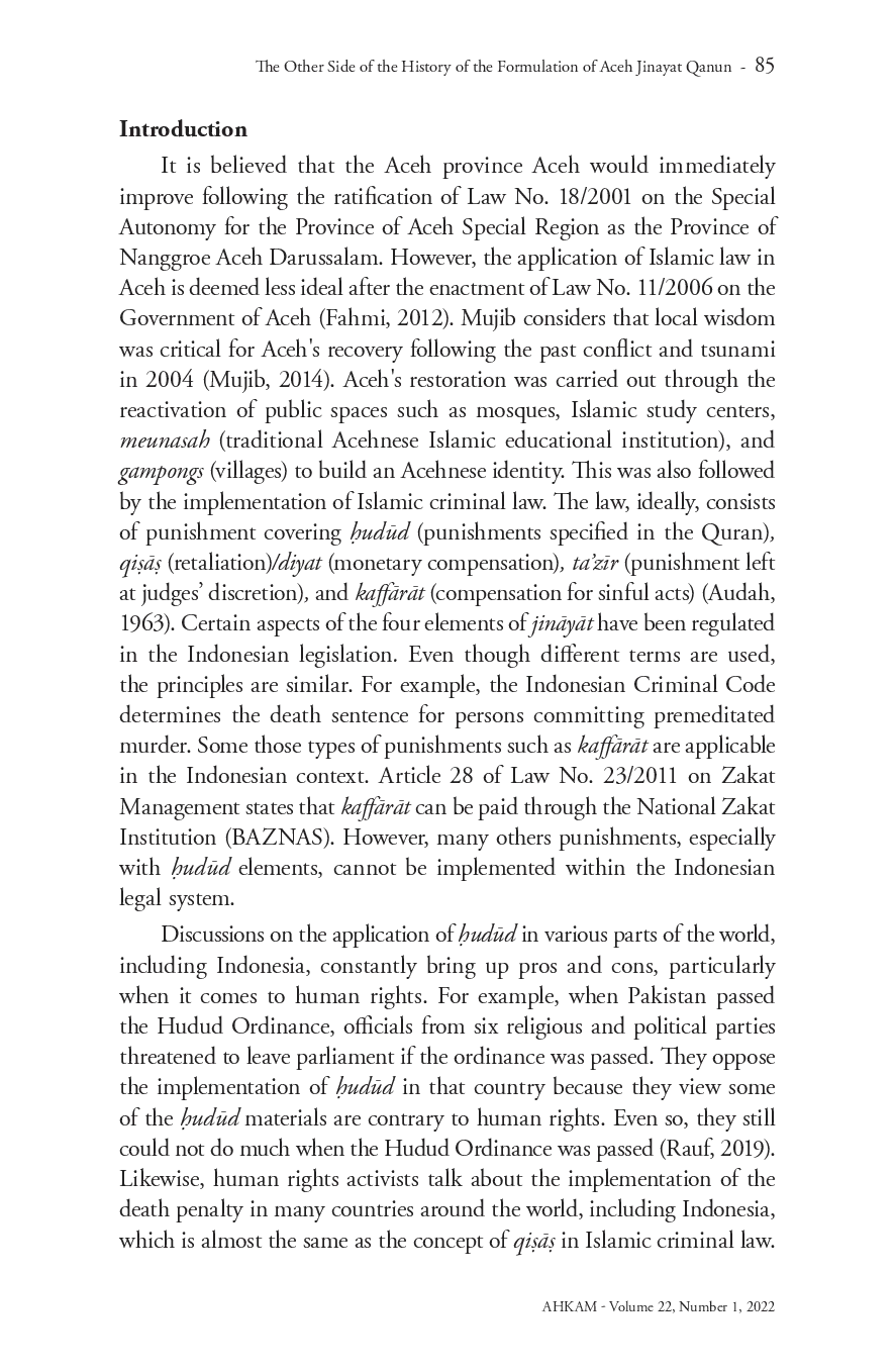 juris The Other Side of the History of the Formulation of Aceh Jinayat Qanun