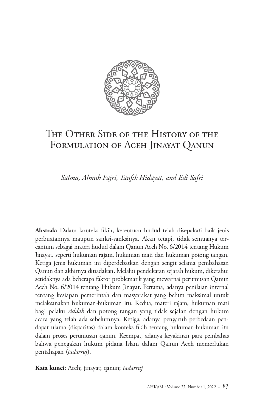juris The Other Side of the History of the Formulation of Aceh Jinayat Qanun