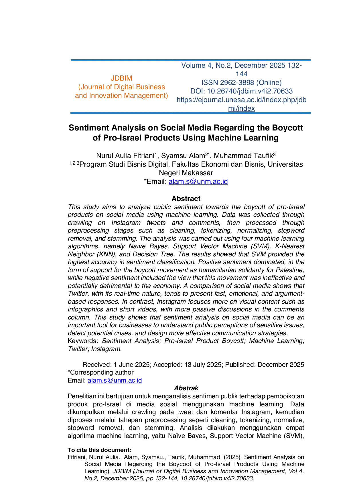 JURIS Sentiment Analysis on Social Media Regarding the Boycott of Pro Israel Products Using Machine Learning