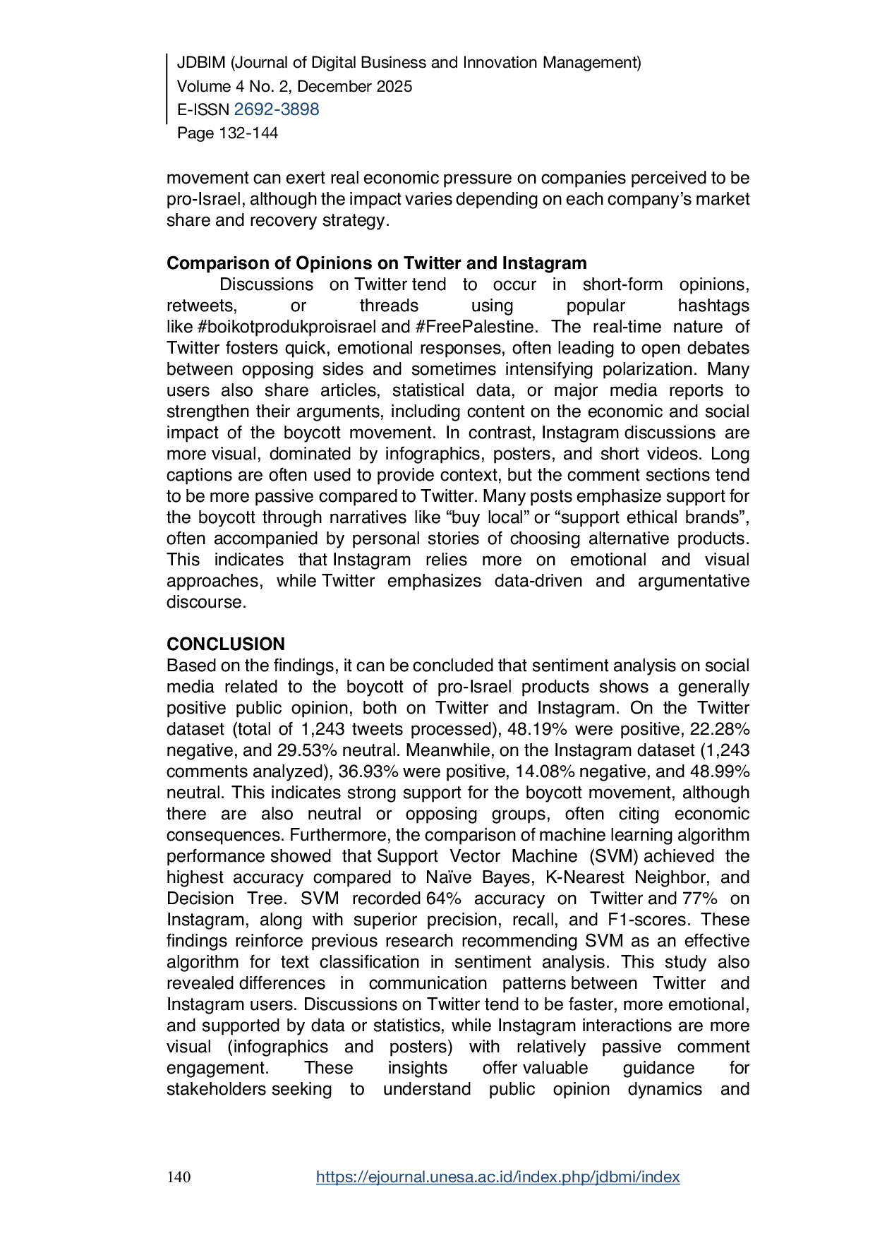 JURIS Sentiment Analysis on Social Media Regarding the Boycott of Pro Israel Products Using Machine Learning