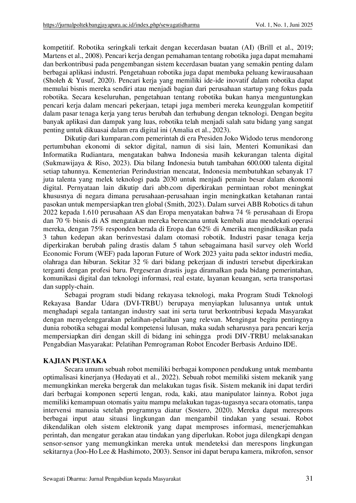 JURIS Pengabdian Masyarakat Pelatihan Pemrograman Robot Encoder Berbasis Arduino Ide