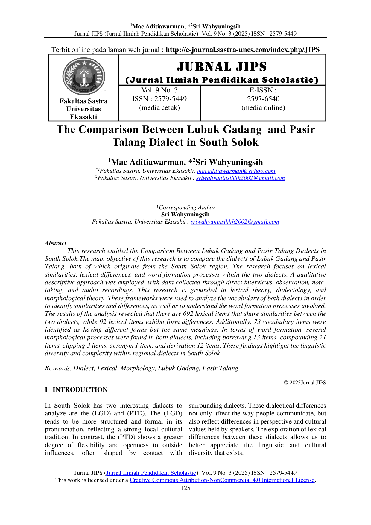 JURIS The Comparison Between Lubuk Gadang and Pasir Talang Dialect in South Solok