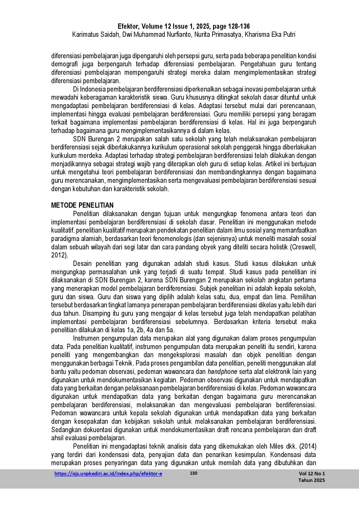 juris Differentiated Instruction As Theory And Its Practice In The Classroom Case Study At SDN Burengan 2