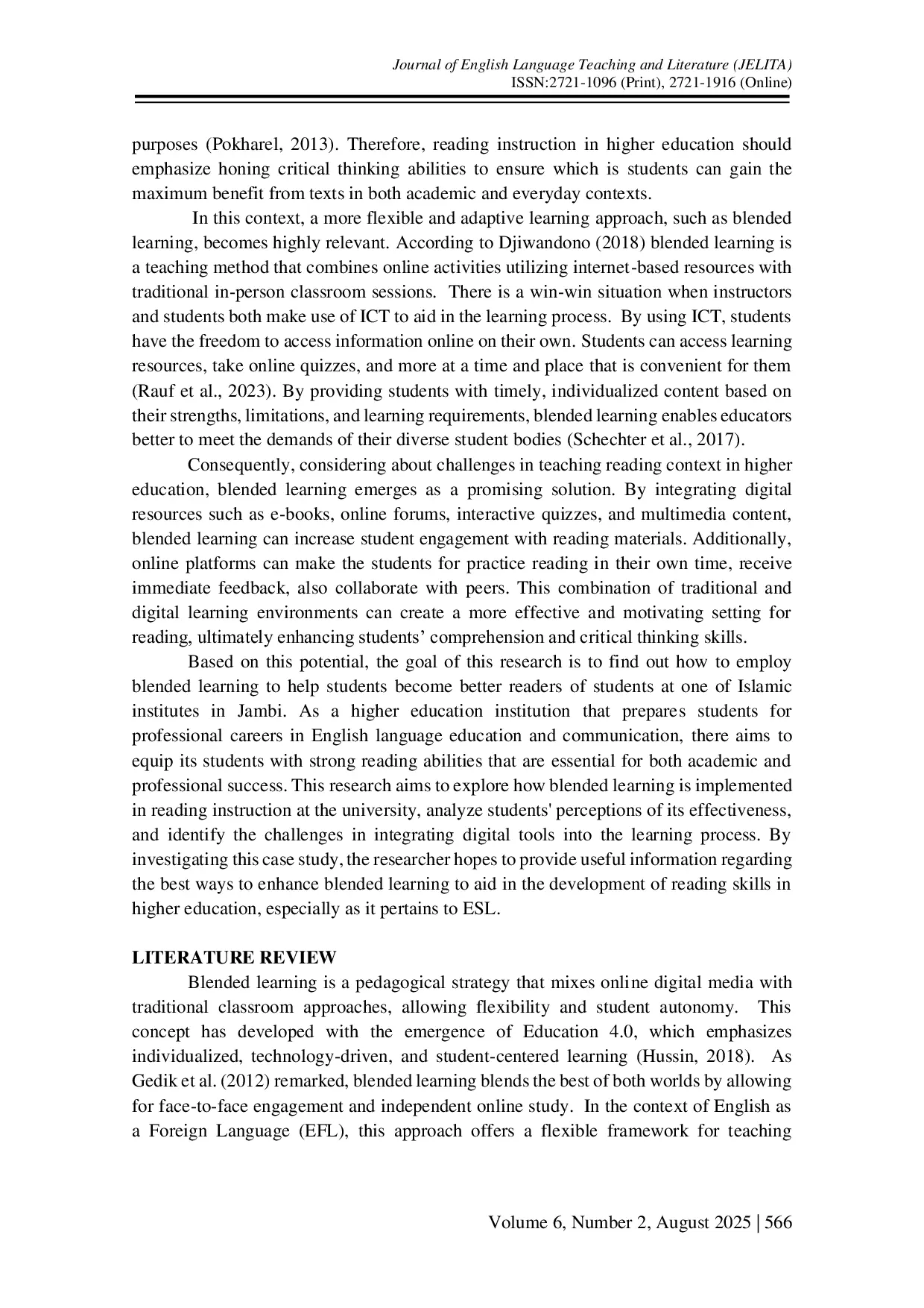 JURIS The Students Views on Blended Learning Used on Reading Skills A Case Study in One of Institutes in Jambi