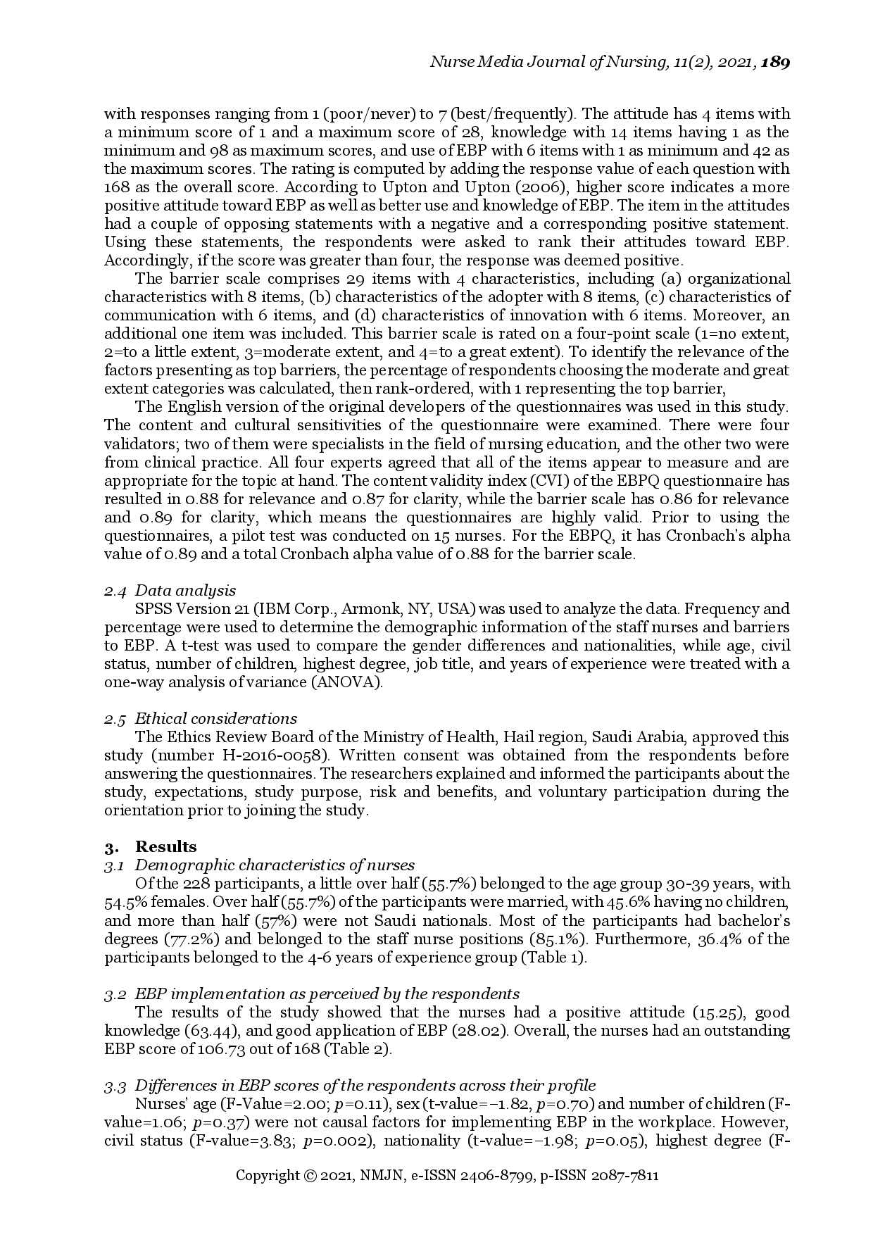juris Factors Affecting the Implementation and Barriers to Evidence Based Practice among Nurse Practitioners in Hail Region Saudi Arabia
