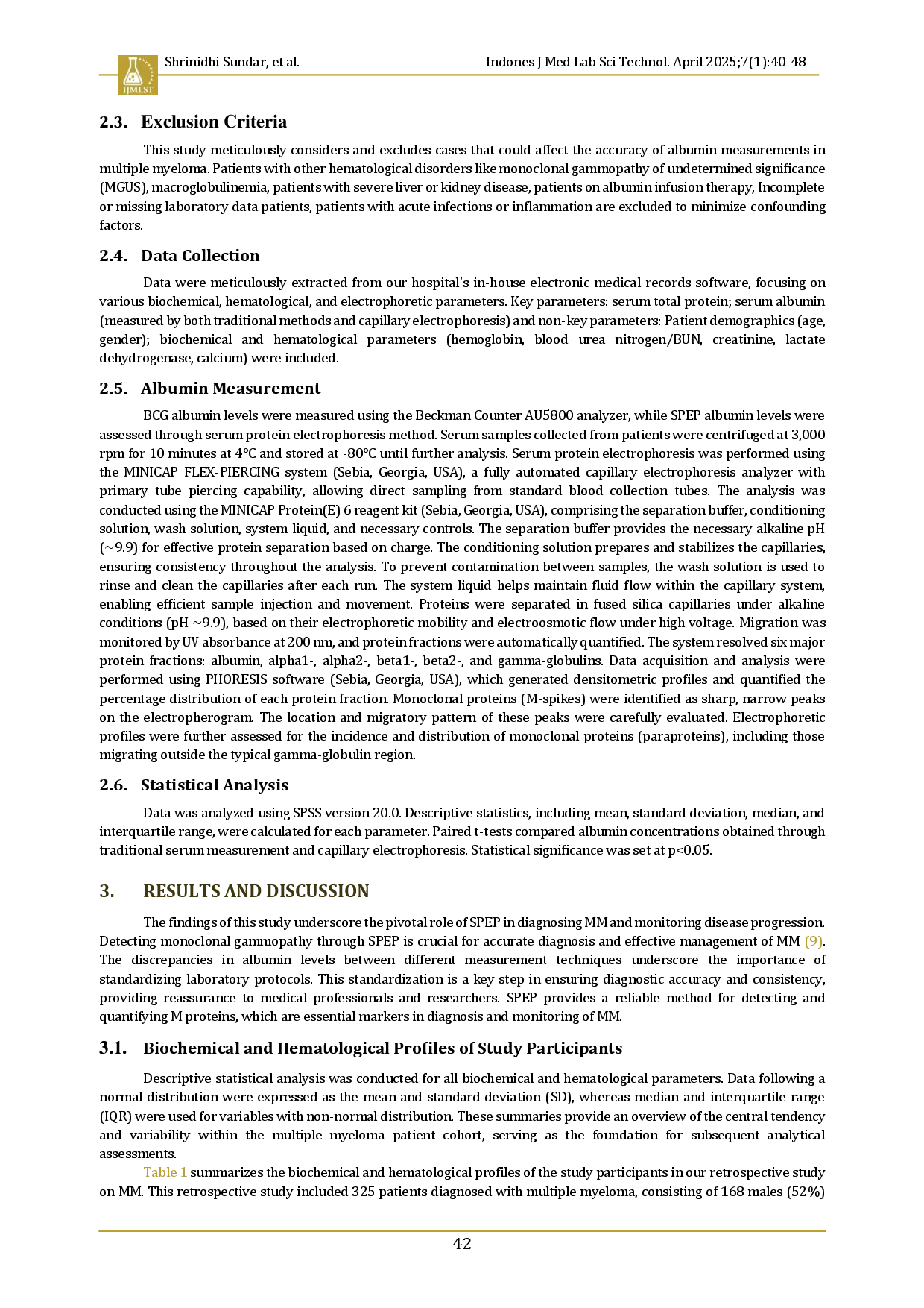 juris Significance of serum protein electrophoresis in diagnosing multiple myeloma A retrospective study at a tertiary care centre