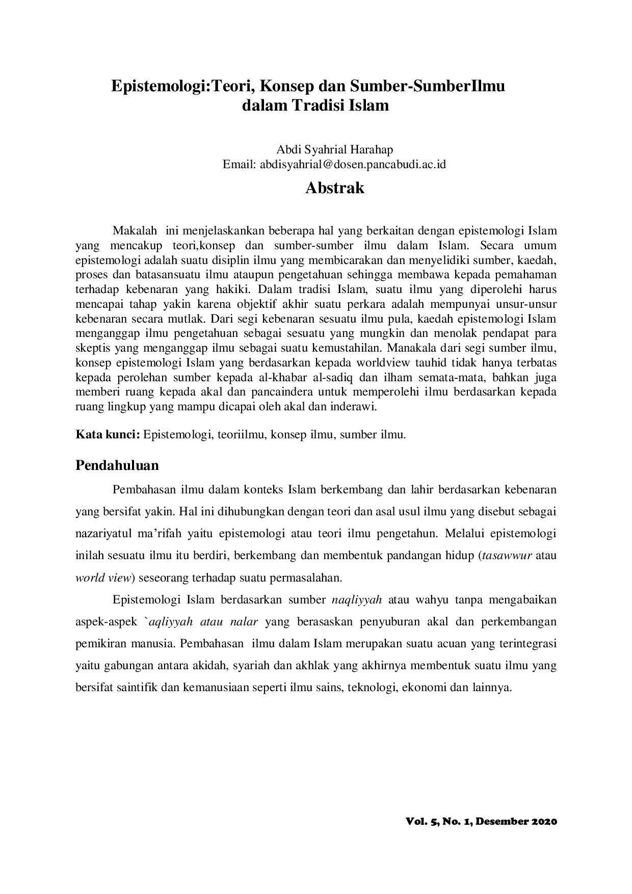 JURIS Epistemologi Teori Konsep dan Sumber Sumber Ilmu dalam Tradisi Islam