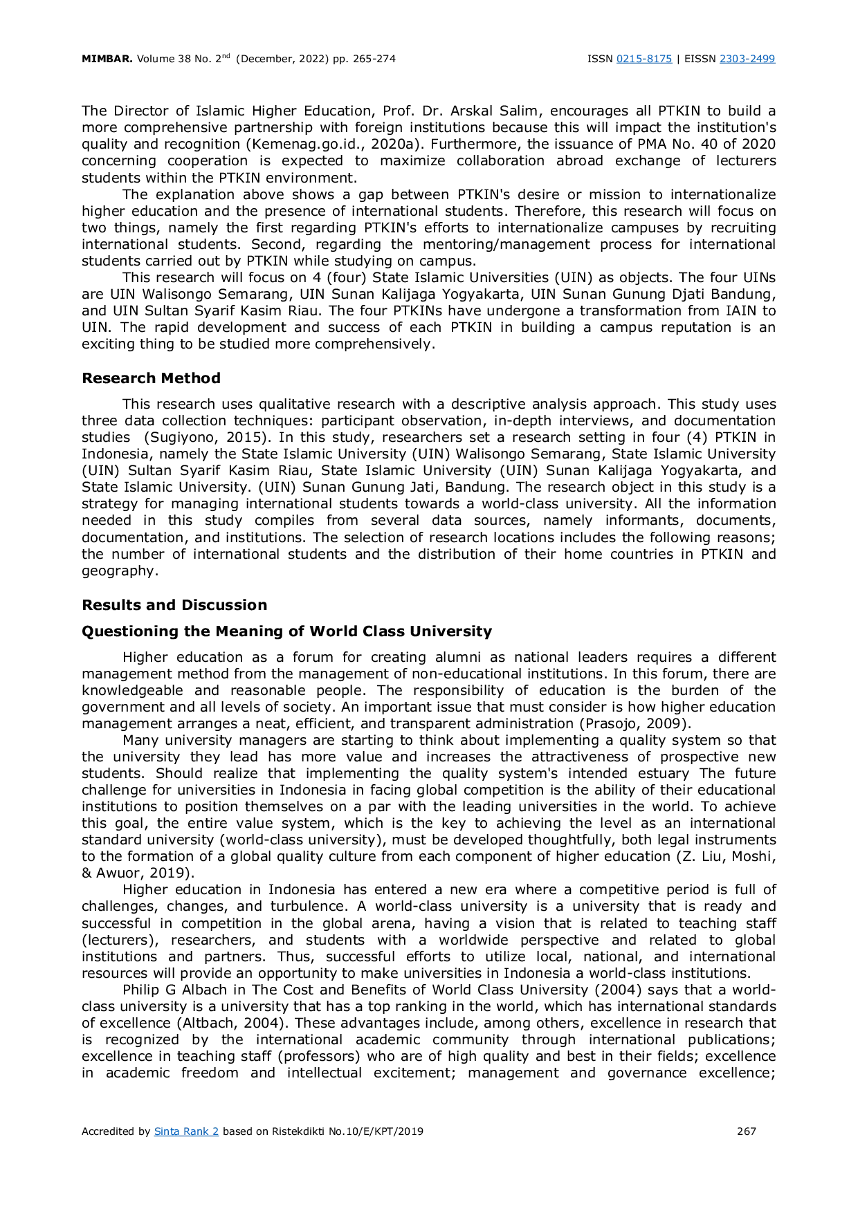 JURIS Management Strategy of International Students in Higher Education State Islamic Religion