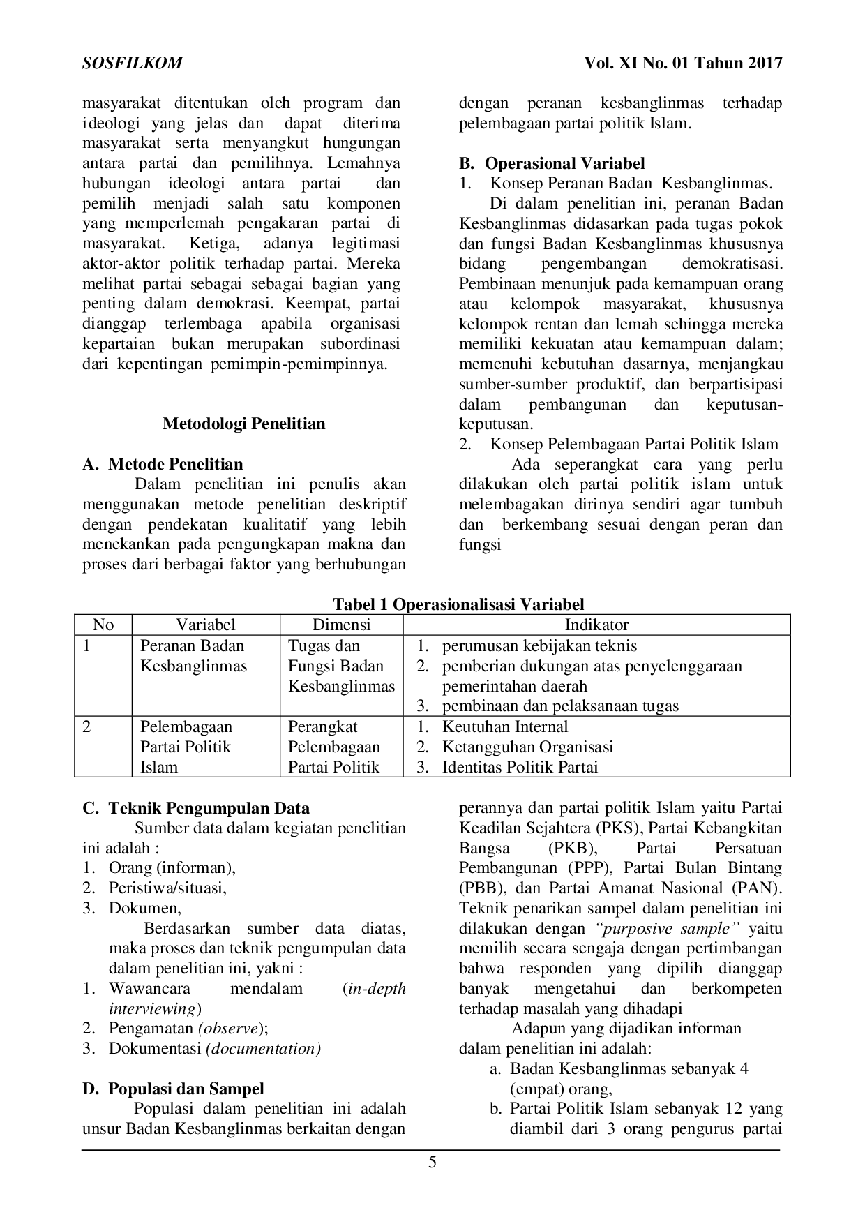 JURIS Peranan Badan Kesatuan Bangsa dan Perlindungan Masyarakat Terhadap Pelembagaan Partai Politik Islam di Kabupaten Cirebon