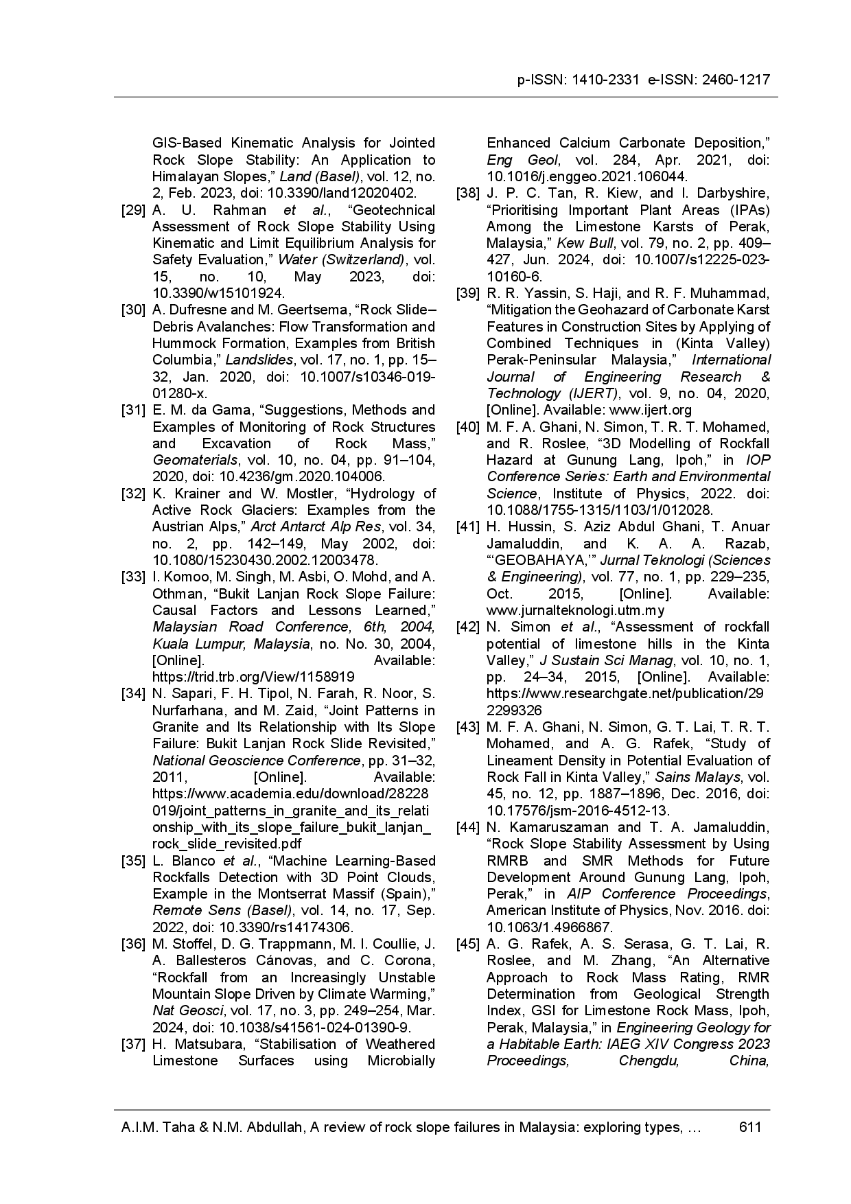 juris A review of rock slope failures in Malaysia Exploring types cases causes and consequences