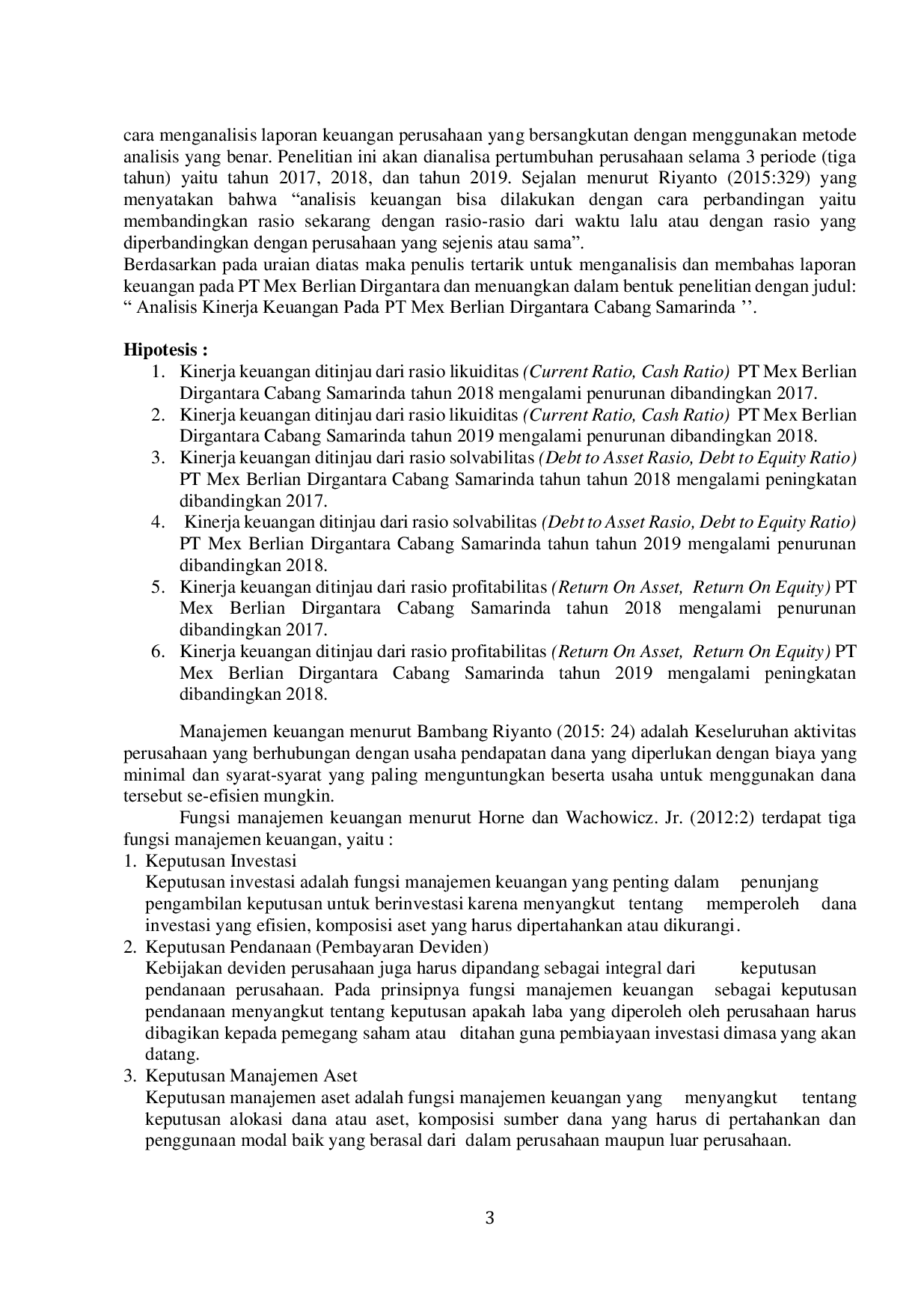 JURIS Analisis Kinerja Keuangan Pada Pt Mex Berlian Dirgantara Cabang Samarinda