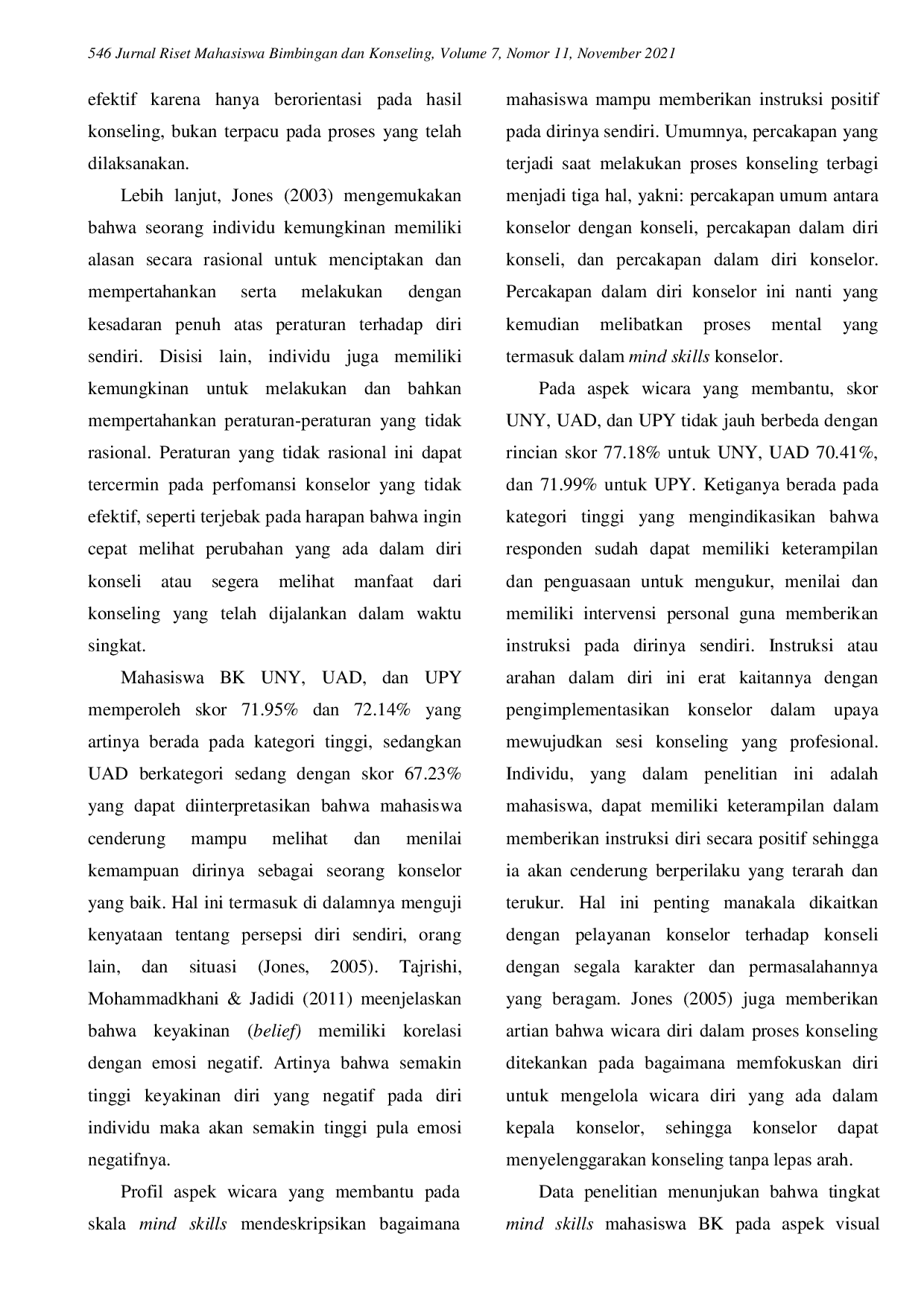 JURIS Profil Mind Skills Mahasiswa Bimbingan dan Konseling di Yogyakarta
