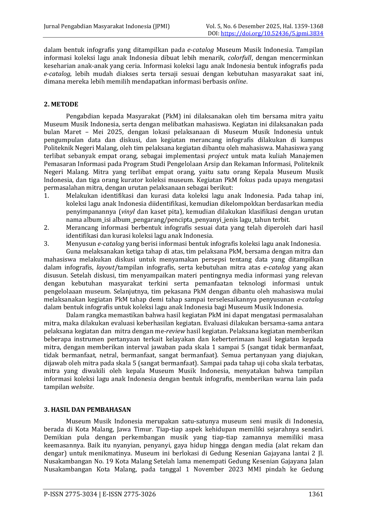 JURIS Perancangan Informasi Infografis untuk Menarik Minat Anak Anak pada Koleksi Lagu Anak Indonesia di Museum Musik Indonesia Kota Malang Jawa Timur