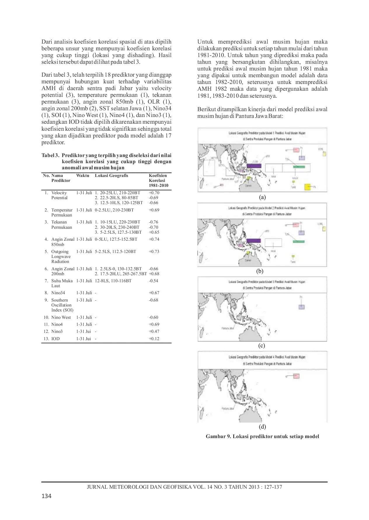 JURIS Model Prediksi Awal Musim Hujan Di Sentra Padi Pantura Jabar Dengan Prediktor Regional Dan Global