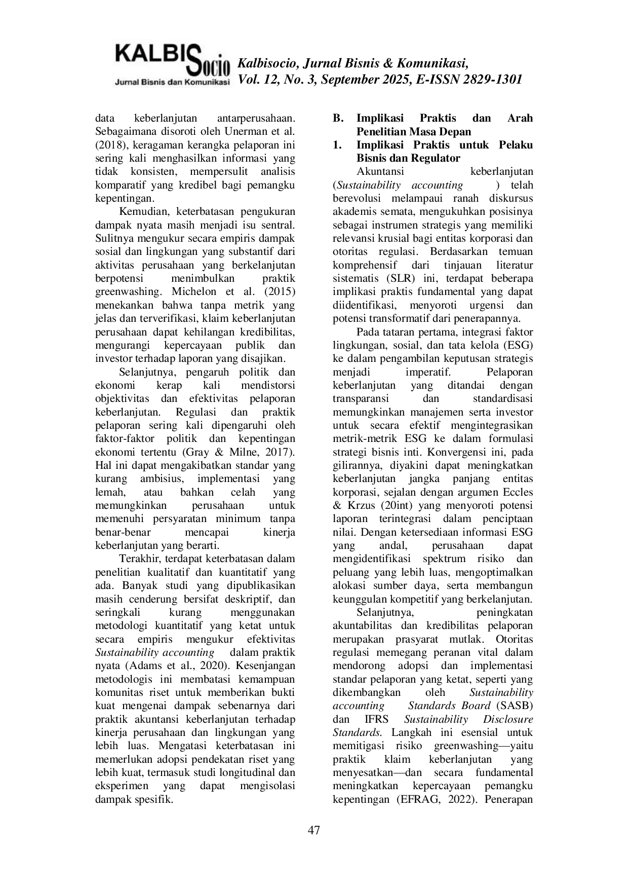 JURIS Systematic Literature Review on Sustainability Accounting 2020 2025