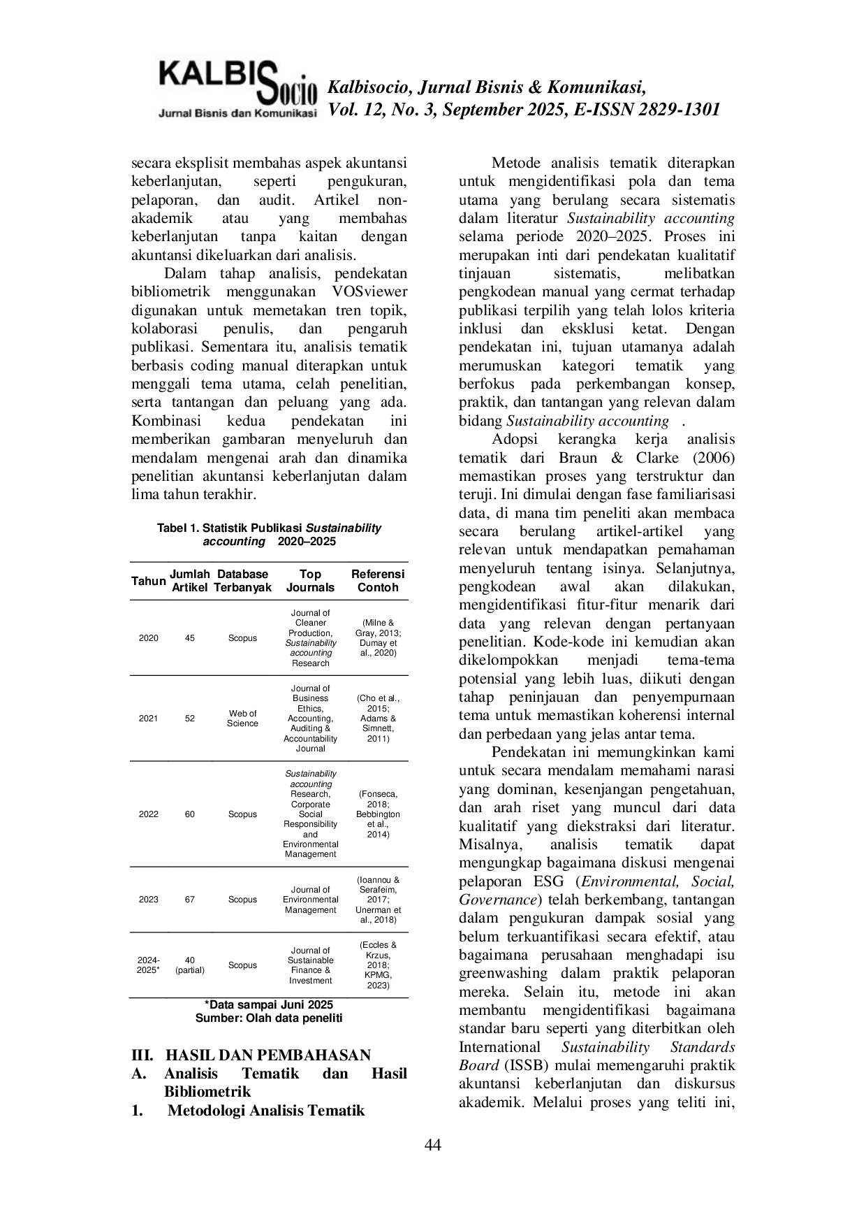 JURIS Systematic Literature Review on Sustainability Accounting 2020 2025