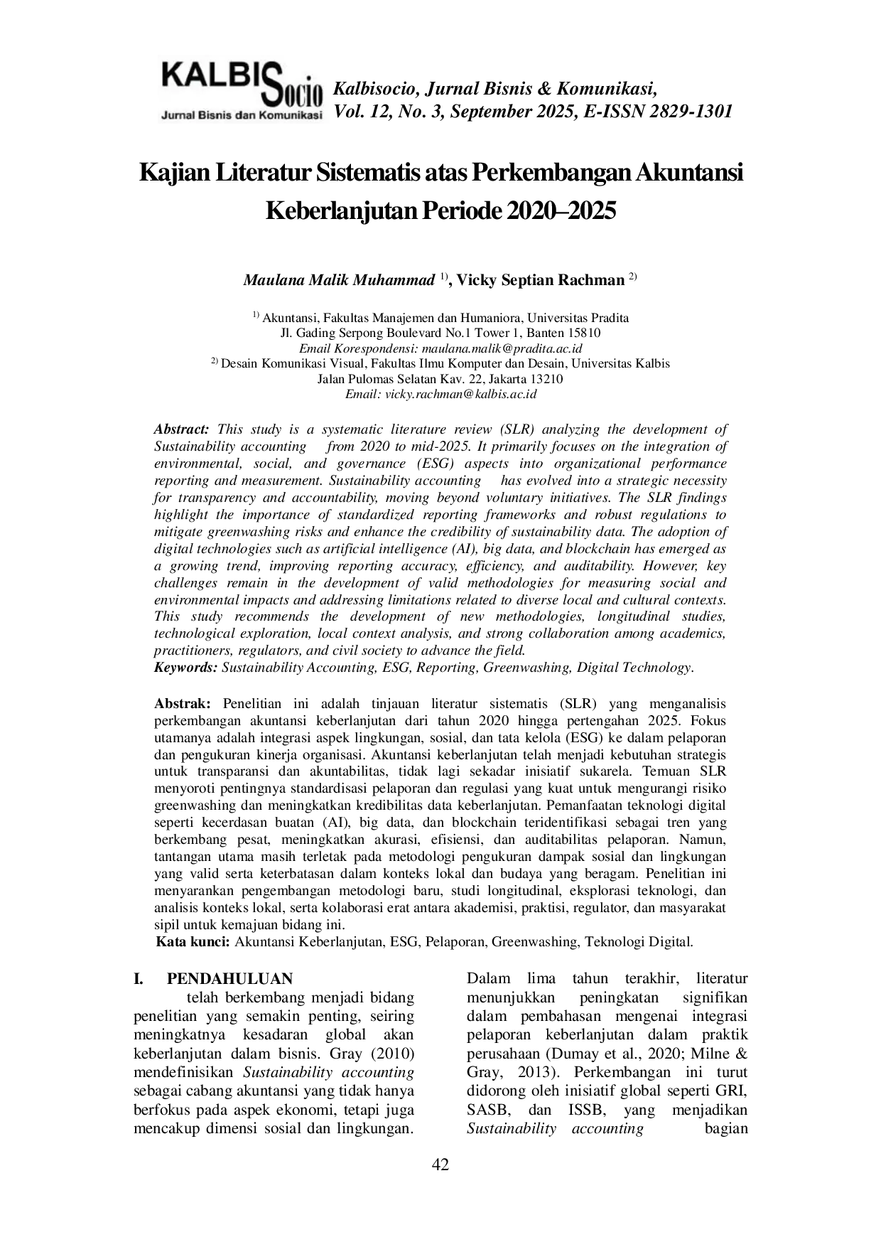 JURIS Systematic Literature Review on Sustainability Accounting 2020 2025