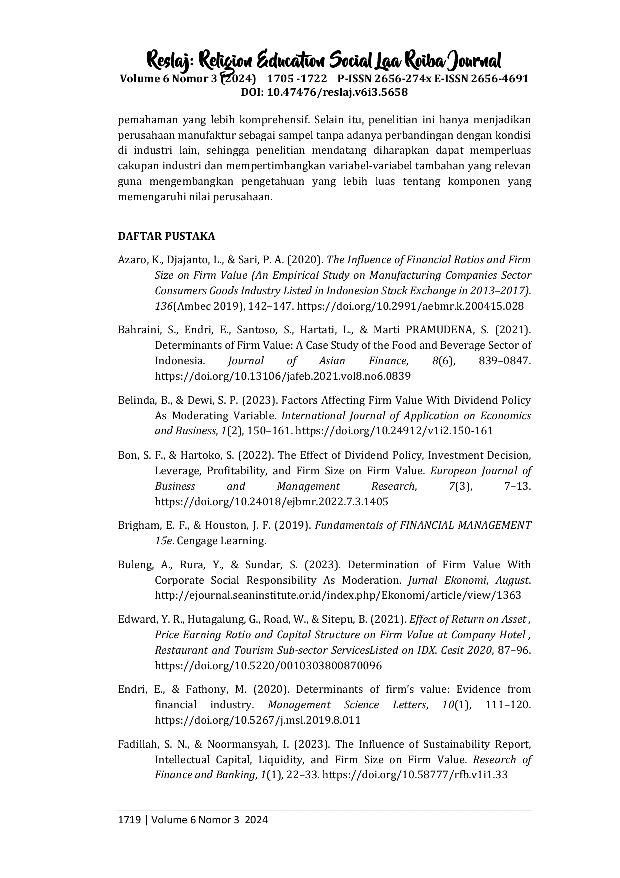 JURIS Faktor Faktor yang Mempengaruhi Nilai Perusahaan Manufaktur di Indonesia