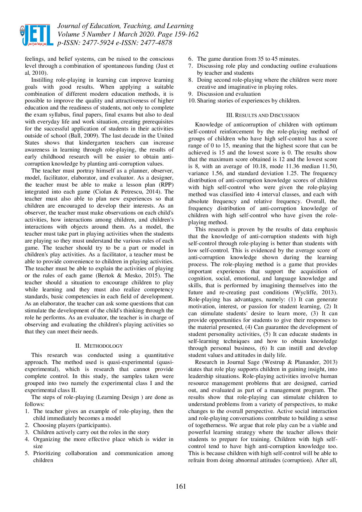 juris Optimizing Role Playing Learning Strategies and Reinforcing Self Control toward Anti Corruption Knowledge