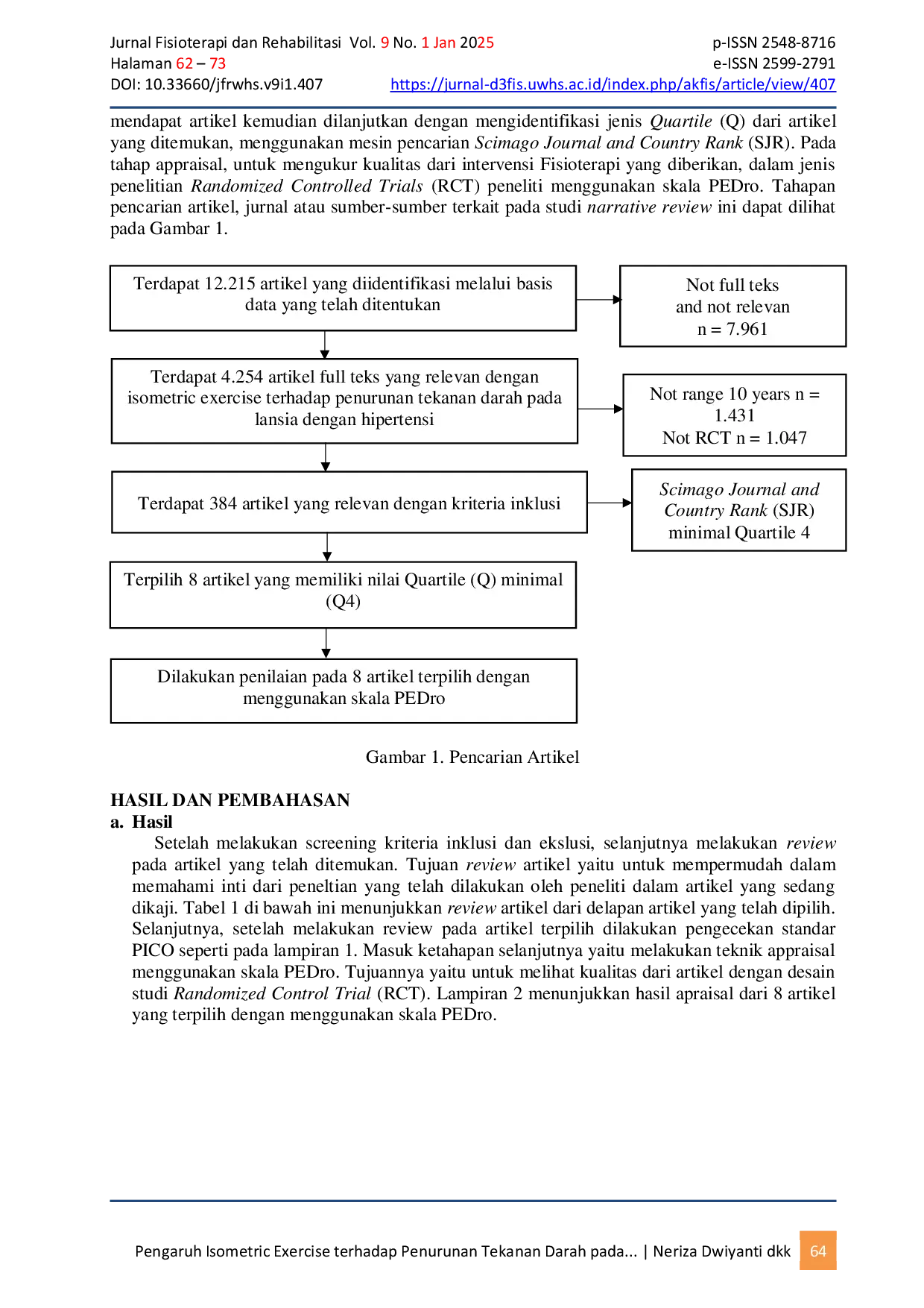 JURIS Pengaruh Isometric Exercise terhadap Penurunan Tekanan Darah pada Lansia dengan Hipertensi Narrative Review