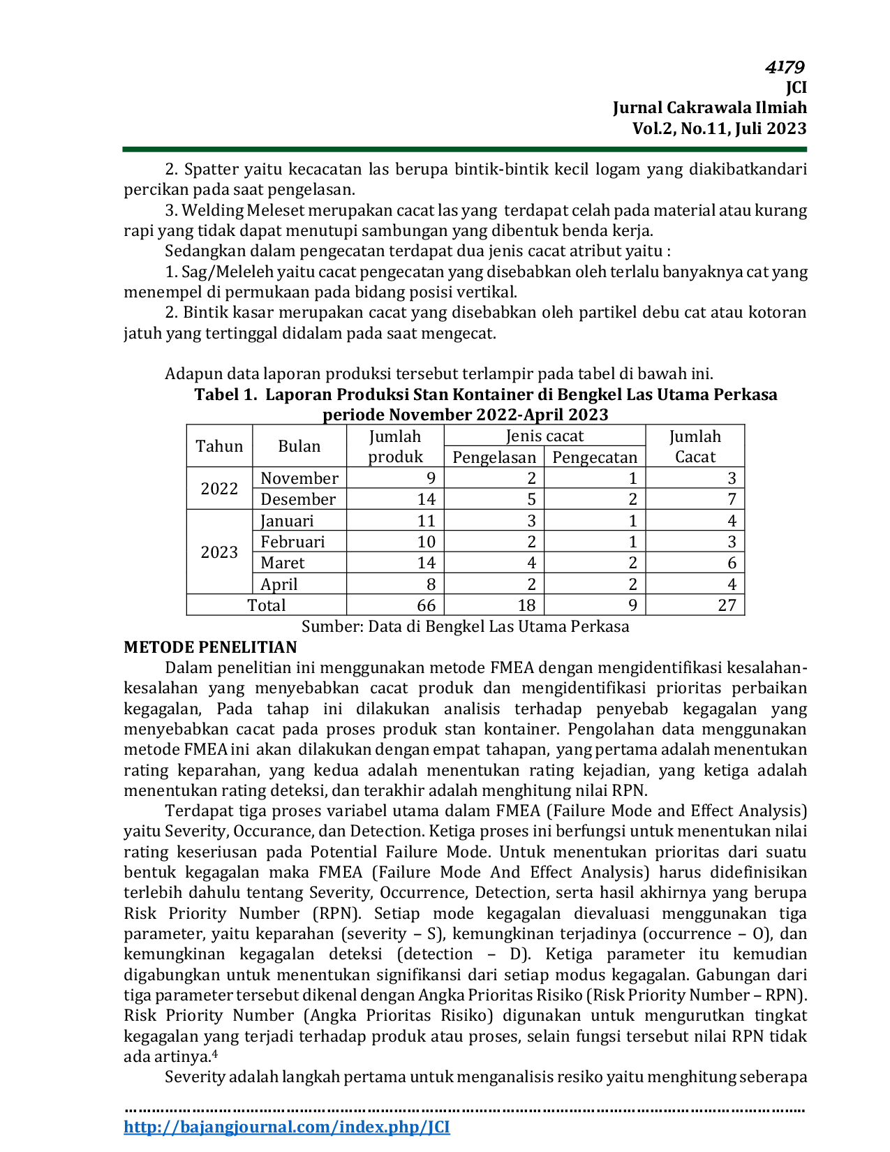 JURIS Analisis Pengendalian Kualitas Produk Stan Kontainer Dengan Metode FMEA Failure Mode And Effect Analysis Di Bengkel Las Mulia Utama Perkasa