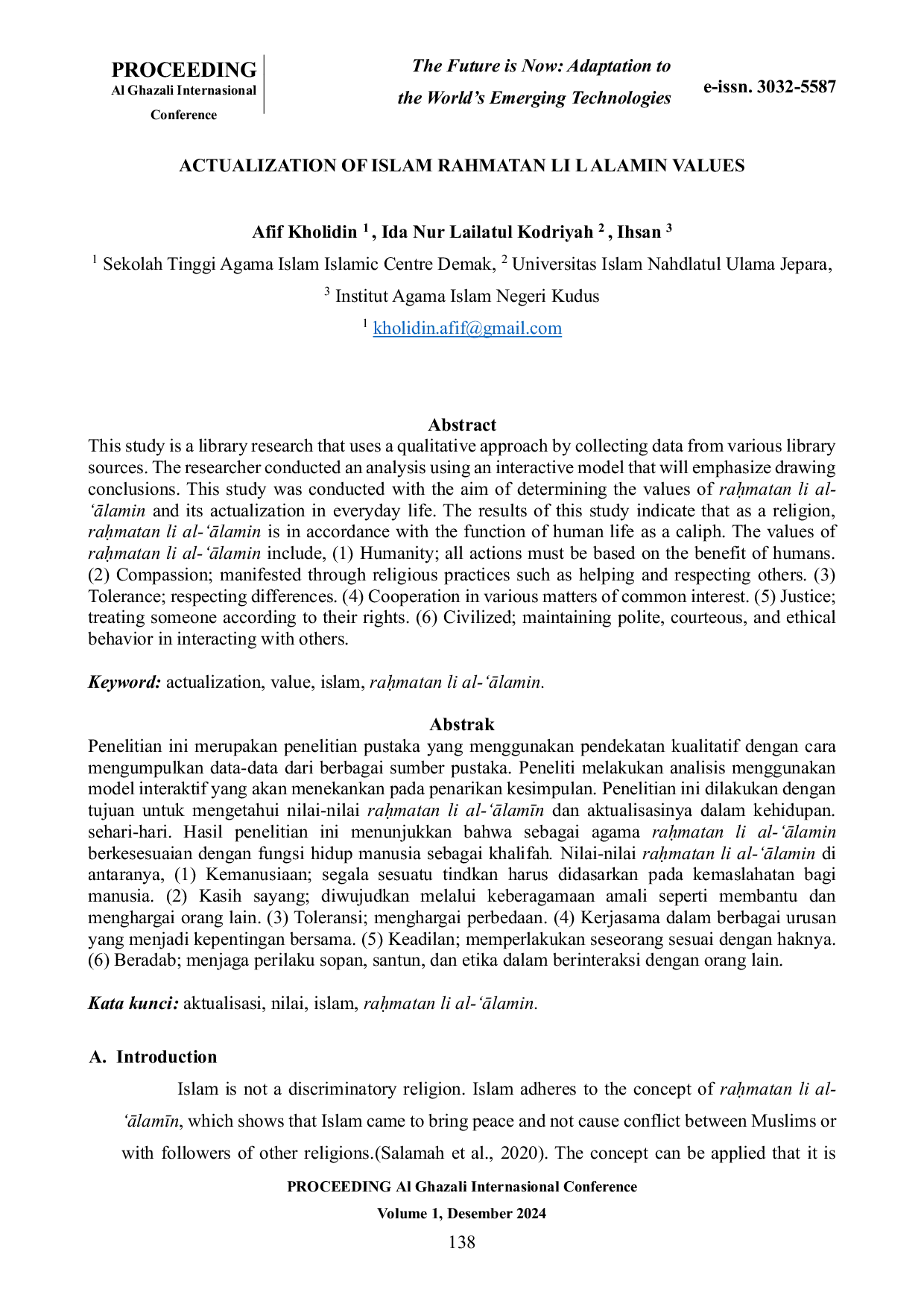 JURIS Actualization of Islam Rahmatan Li Alamin Values