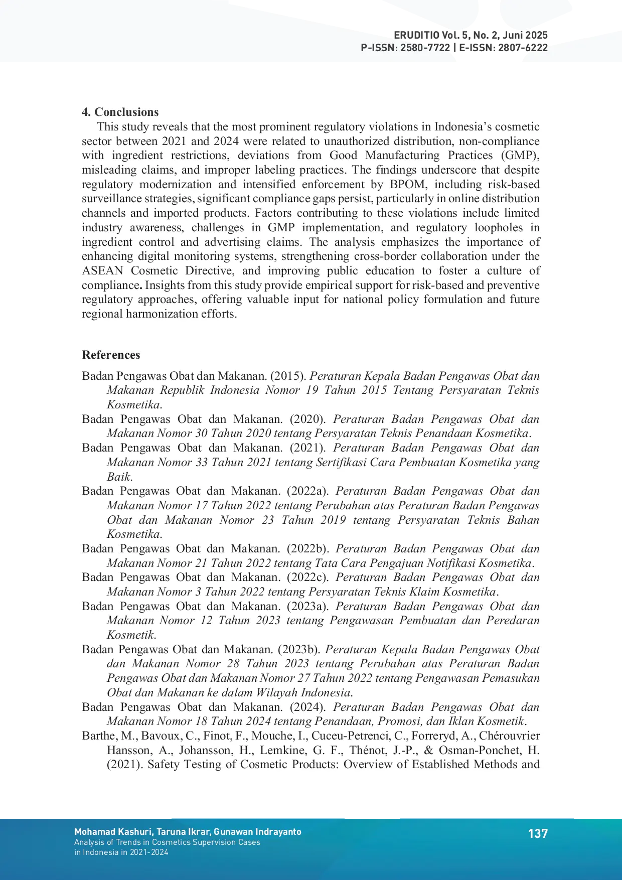 JURIS Analysis of Trends in Cosmetics Supervision Cases in Indonesia in 2021 2024