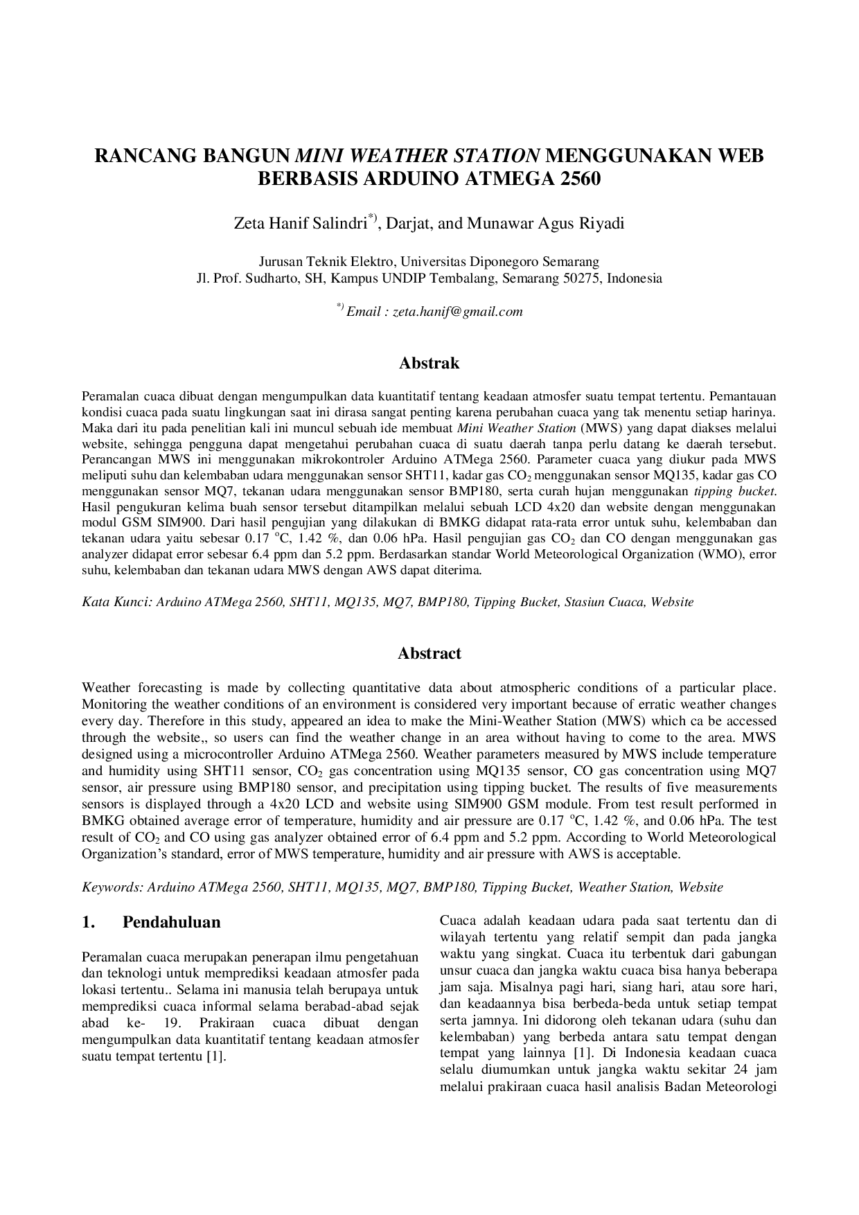 JURIS Rancang Bangun Mini Weather Station Menggunakan Web Berbasis Arduino ATMega 2560