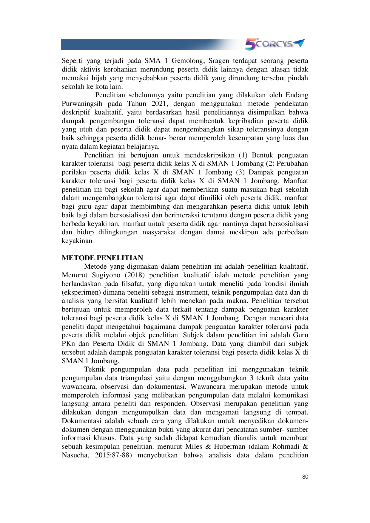 JURIS Dampak Penguatan Karakter Toleransi Bagi Peserta Didik Kelas X di SMAN 1 Jombang