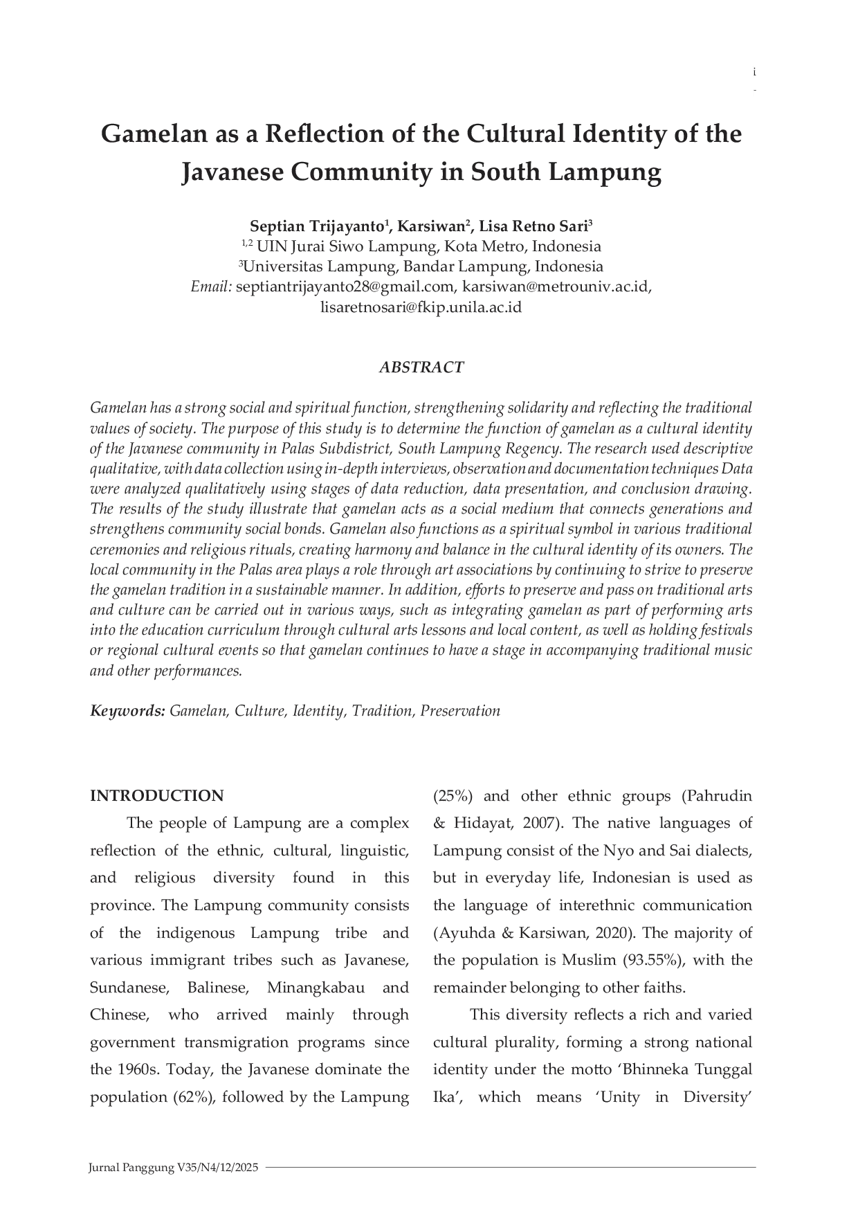 JURIS Gamelan Gamelan sebagai cermin identitas budaya gamelan