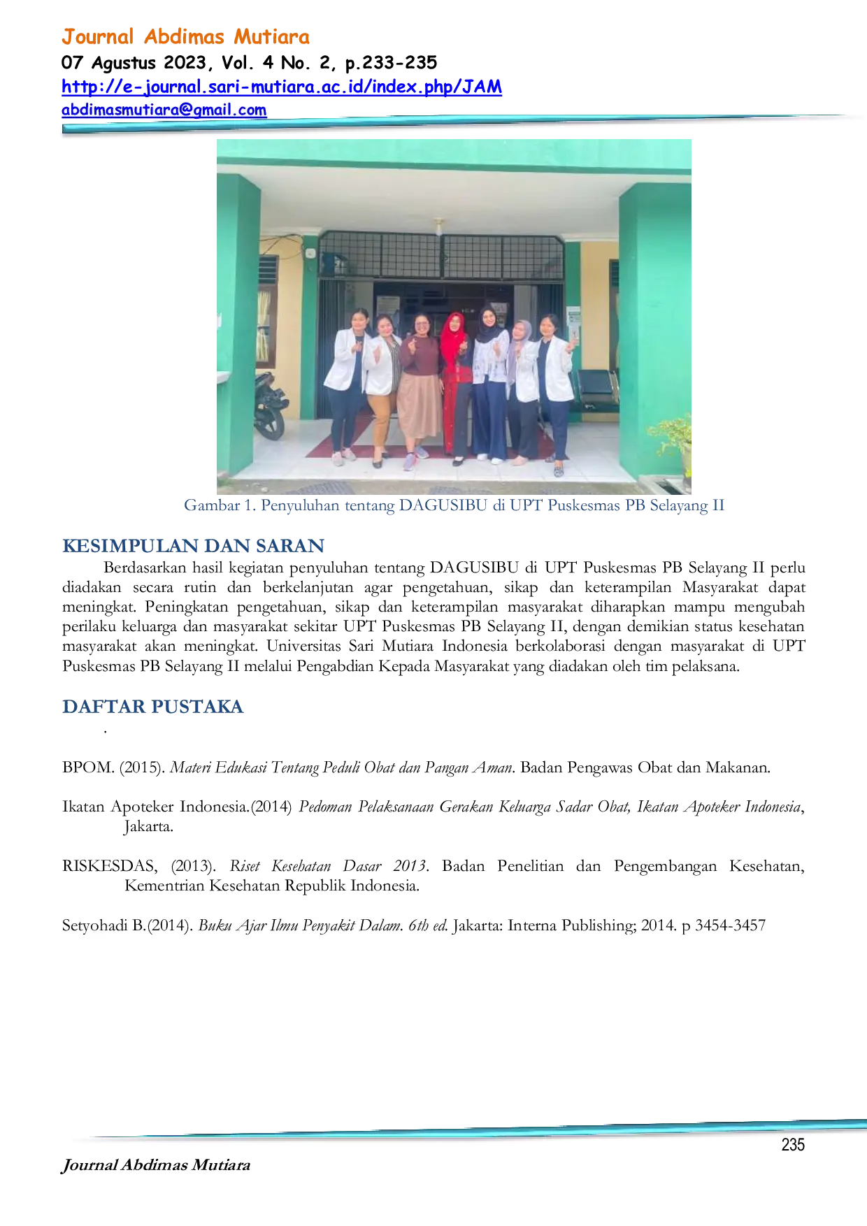 JURIS Sosialisasi Dagusibu Obat di Upt Puskesmas PB Selayang II Medan