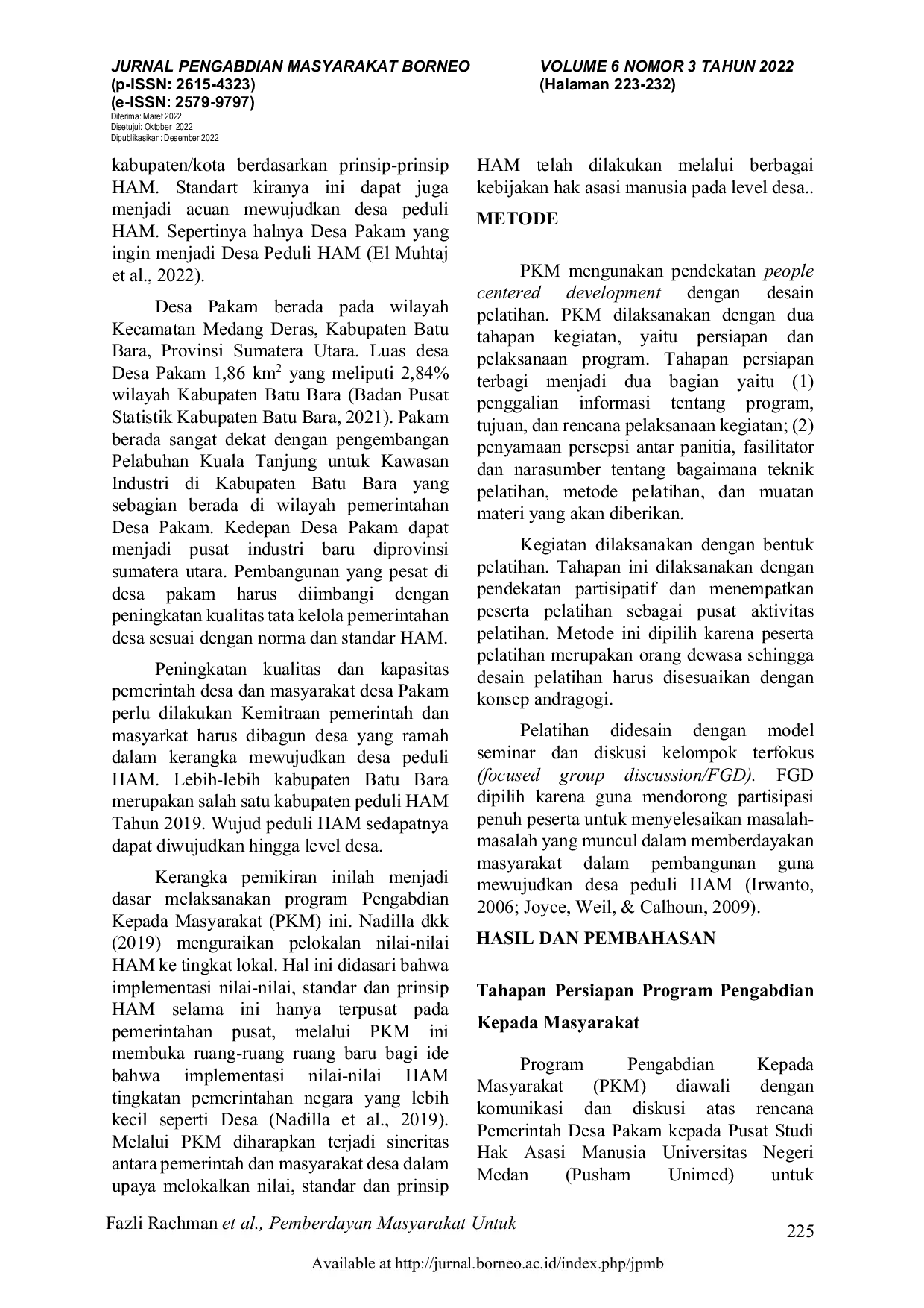 JURIS Pemberdayaan Masyarakat Untuk Mewujudkan Desa Pakam Peduli Hak Asasi Manusia