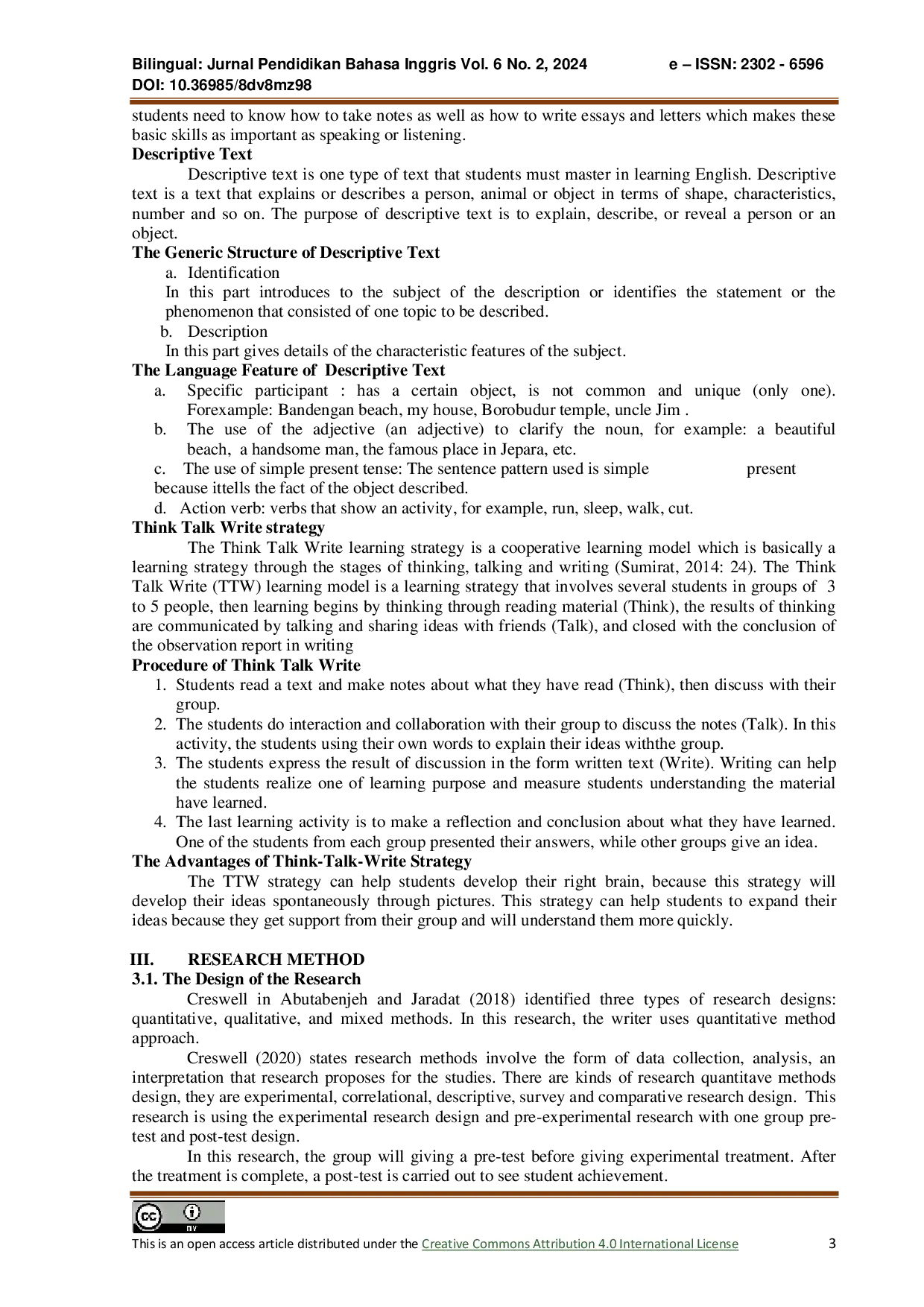JURIS The Using Of Think Talk Write Ttw Strategy To Improve Students Writing Skill