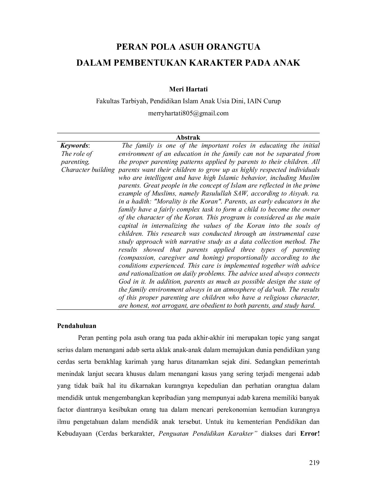 JURIS Peran Pola Asuh Orangtua dalam Pembentukan Karakter pada Anak
